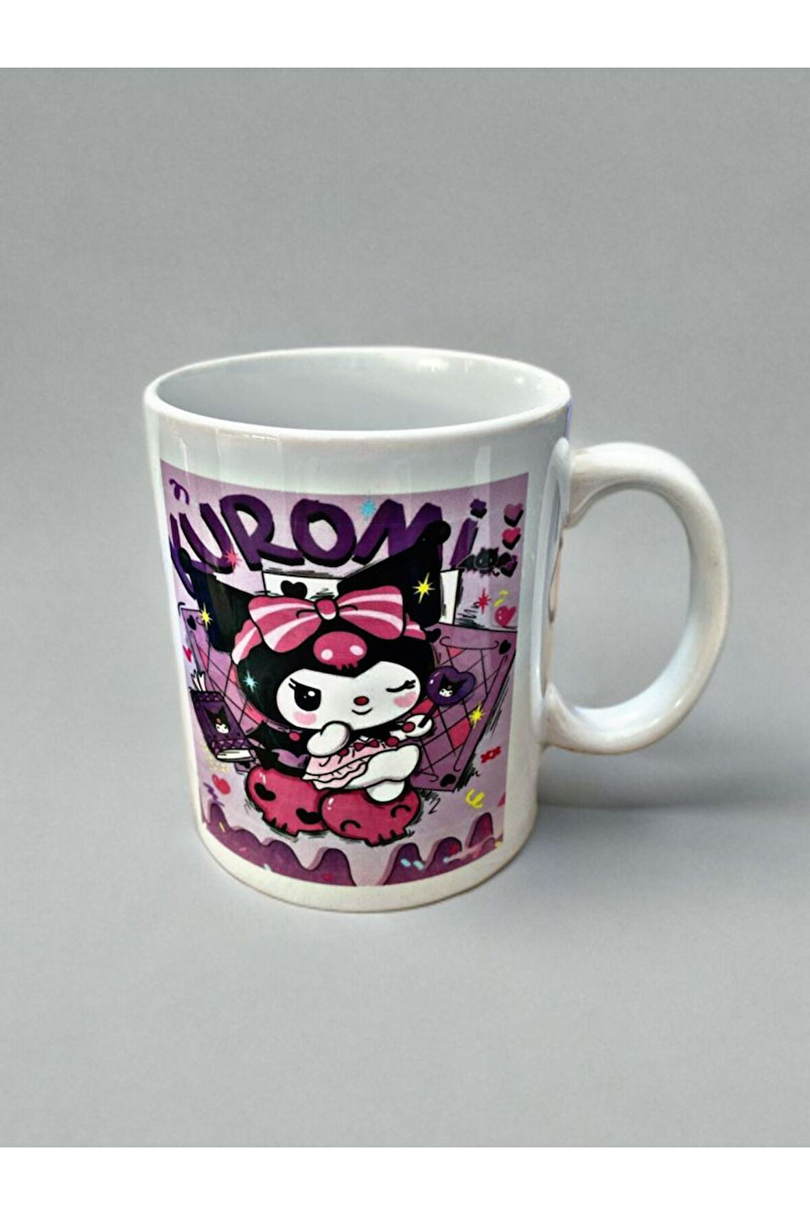 Kuromi Desenli Porselen Kupa. 1. Kalite Porselen. Bulaşık Makinesinde Yıkamaya Uygun. Solmaz Yapmaz.