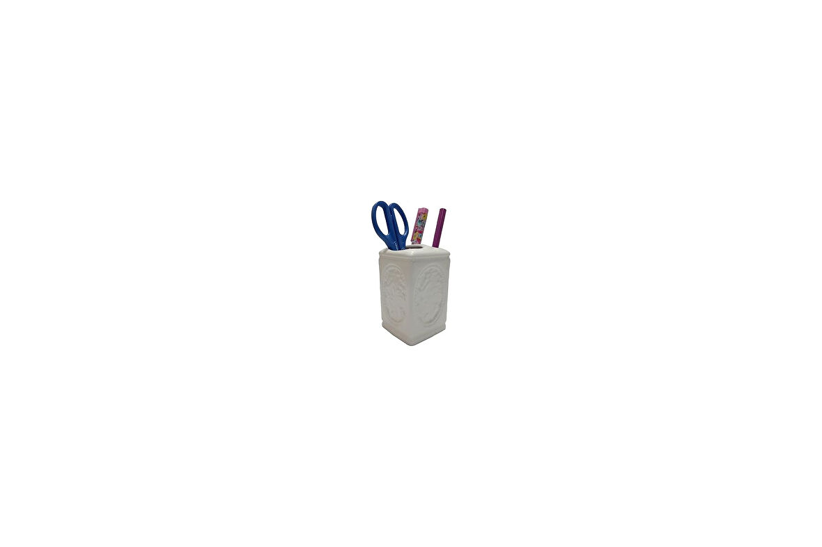 Bosphorus Homi KALEMLİK ÇİÇEKLİ MODEL SERAMİK OFİS GERECİ 8X8X11CM