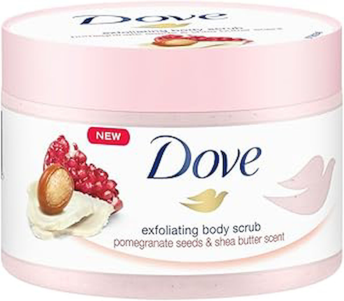 Dove Vücut Peelingi Nar Çekirdeği ve Shea Yağı 225ml Beyaz