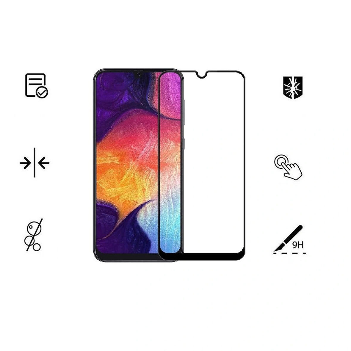 Samsung Galaxy A70 İle Uyumlu Kırılmaz Cam 9d Tam Kapatan Süper Glass