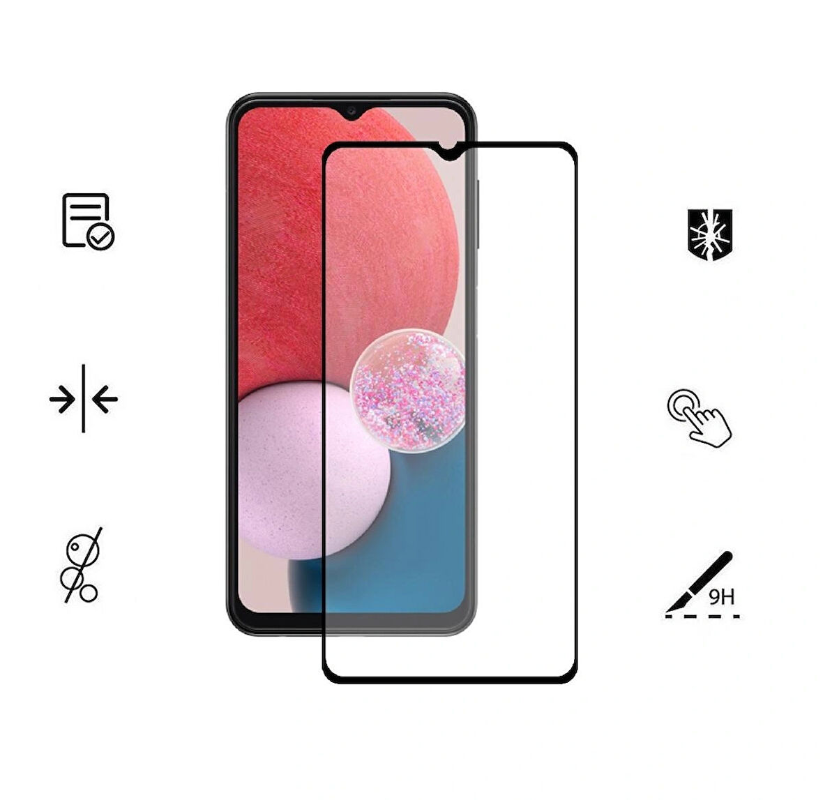 Samsung Galaxy A13 İle Uyumlu Kırılmaz Cam 9d Tam Kapatan Süper Glass