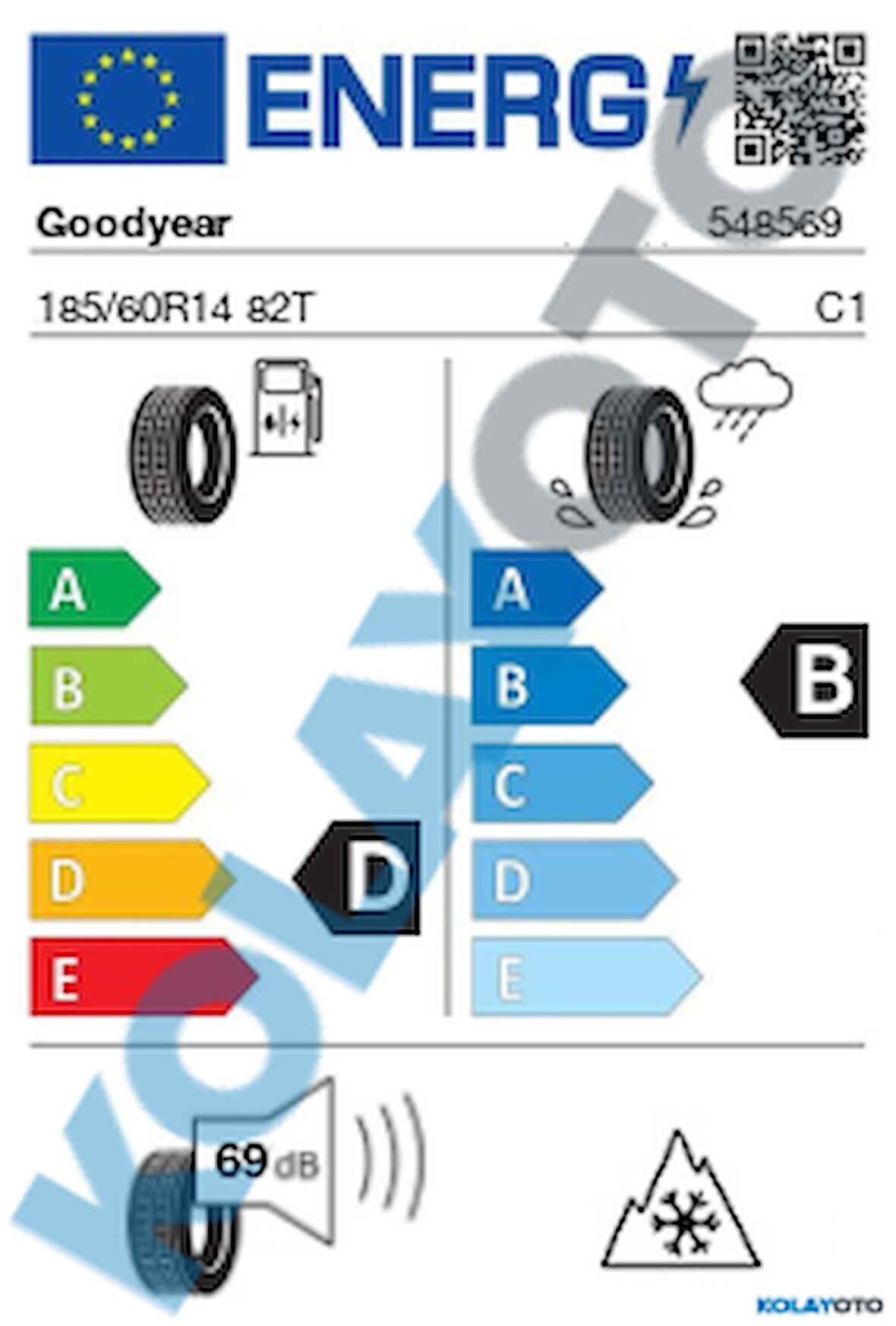 Goodyear UltraGrip 9+ 185/60R14 82T M+S (Kış) (2023)