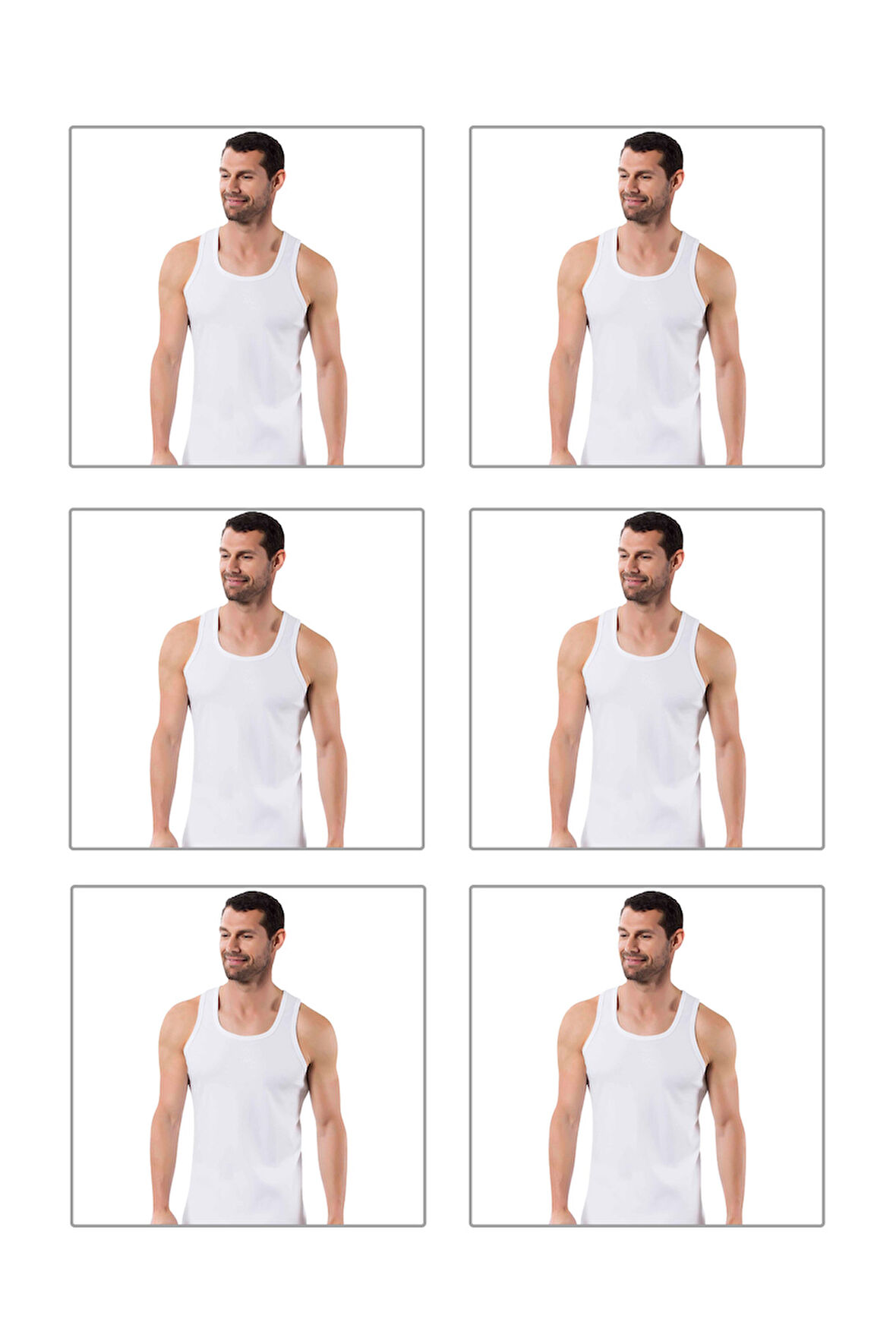 Özkan 0058 6'lı Paket Erkek %100 Pamuklu Ribana Esnek Rahat Sırtı Çapraz Sporcu Rambo Kalın Askılı Atlet