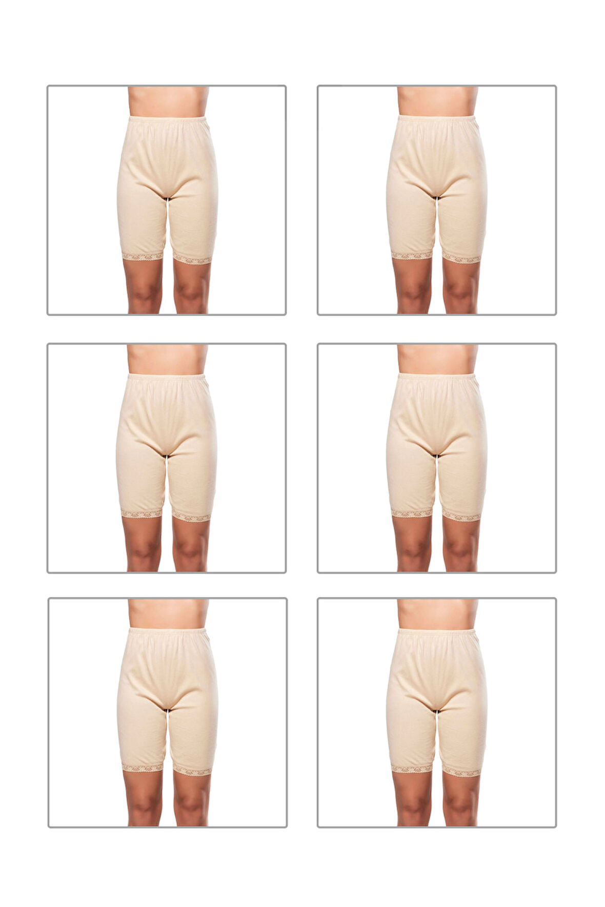 Özkan 0114 6'lı Paket Kadın Pamuklu Ağlı Model Ribana Esnek Rahat Kalıp Yumuşak Paçalı Diz Üstü Kısa Tayt