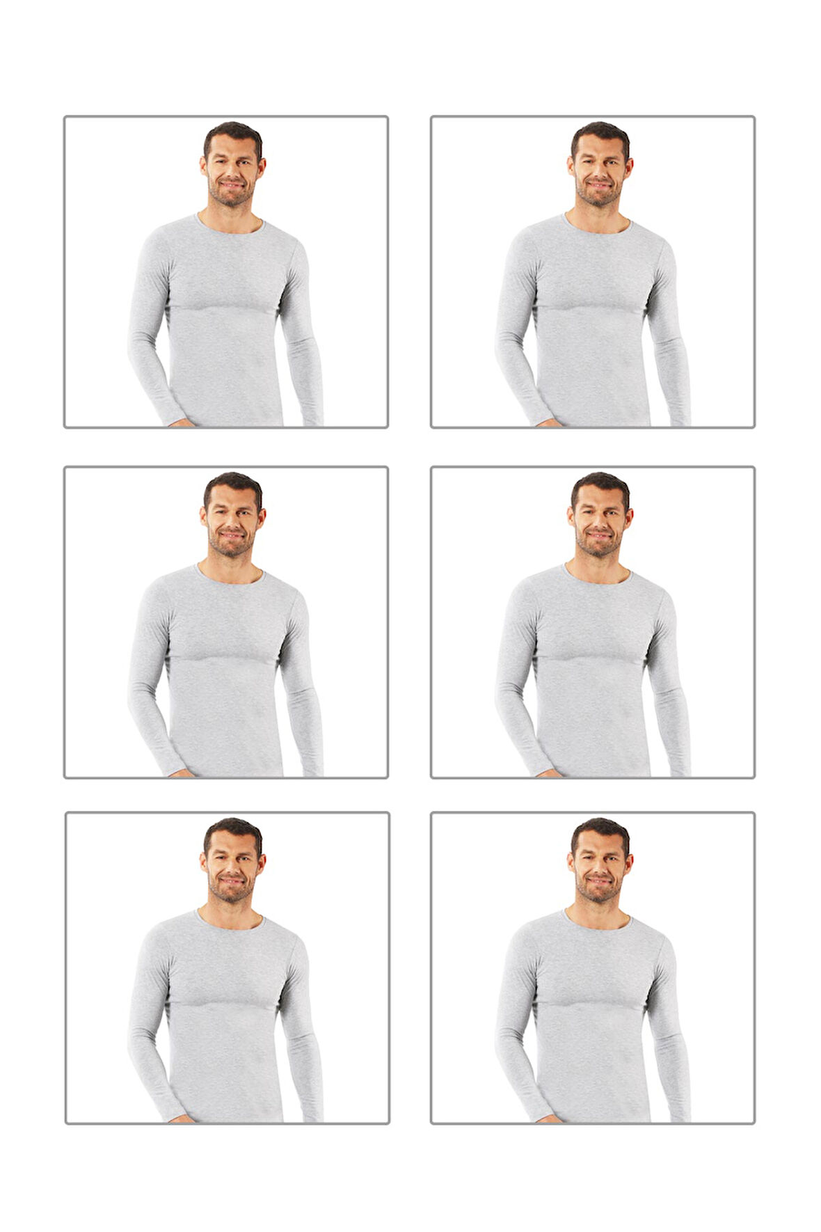 Özkan 0266 6'lı Paket Erkek Penye Likralı Pamuklu Yuvarlak Yaka Uzun Kol Tişört Fanila