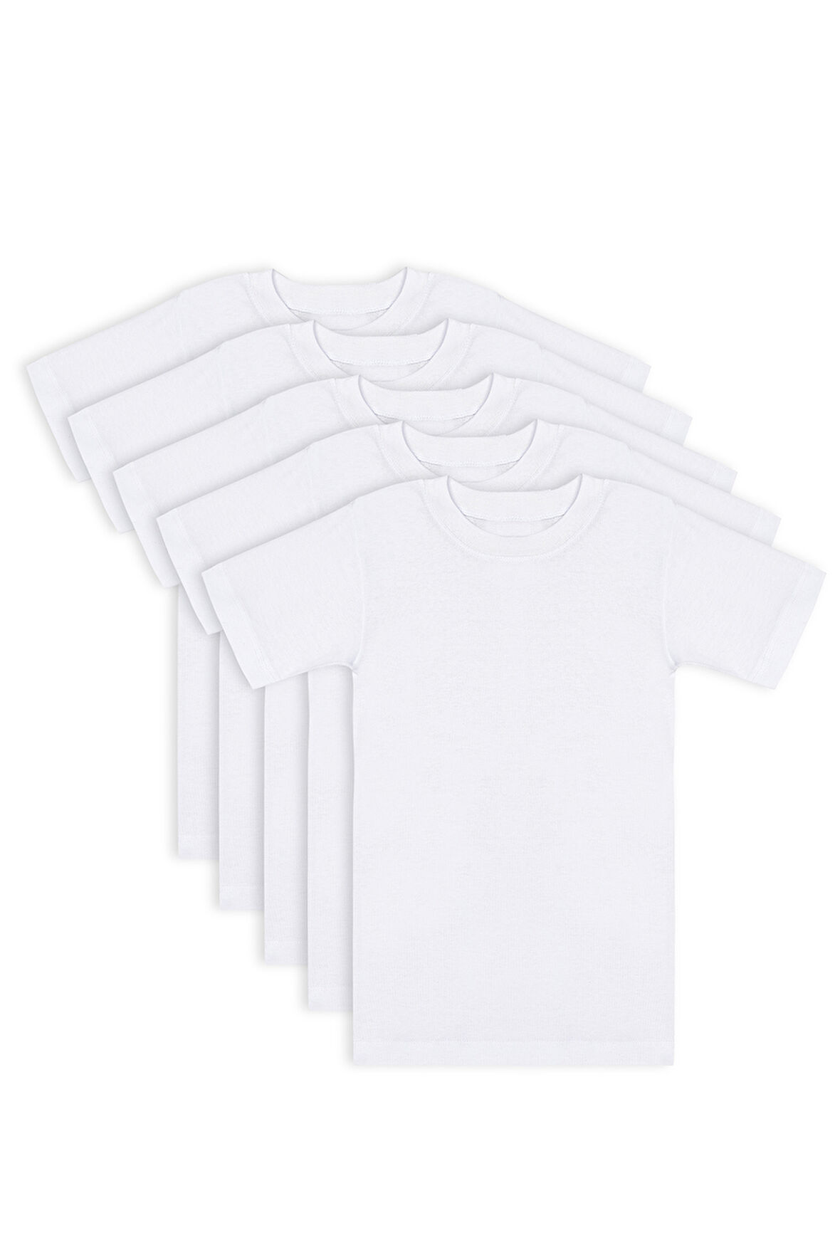 Özkan Underwear Özkan Underwear Özkan 0706 5'li Paket Erkek Çocuk %100 Pamuklu Ribana Esnek Rahat Yarım Kol Kapalı Yaka Fanila T-shirt