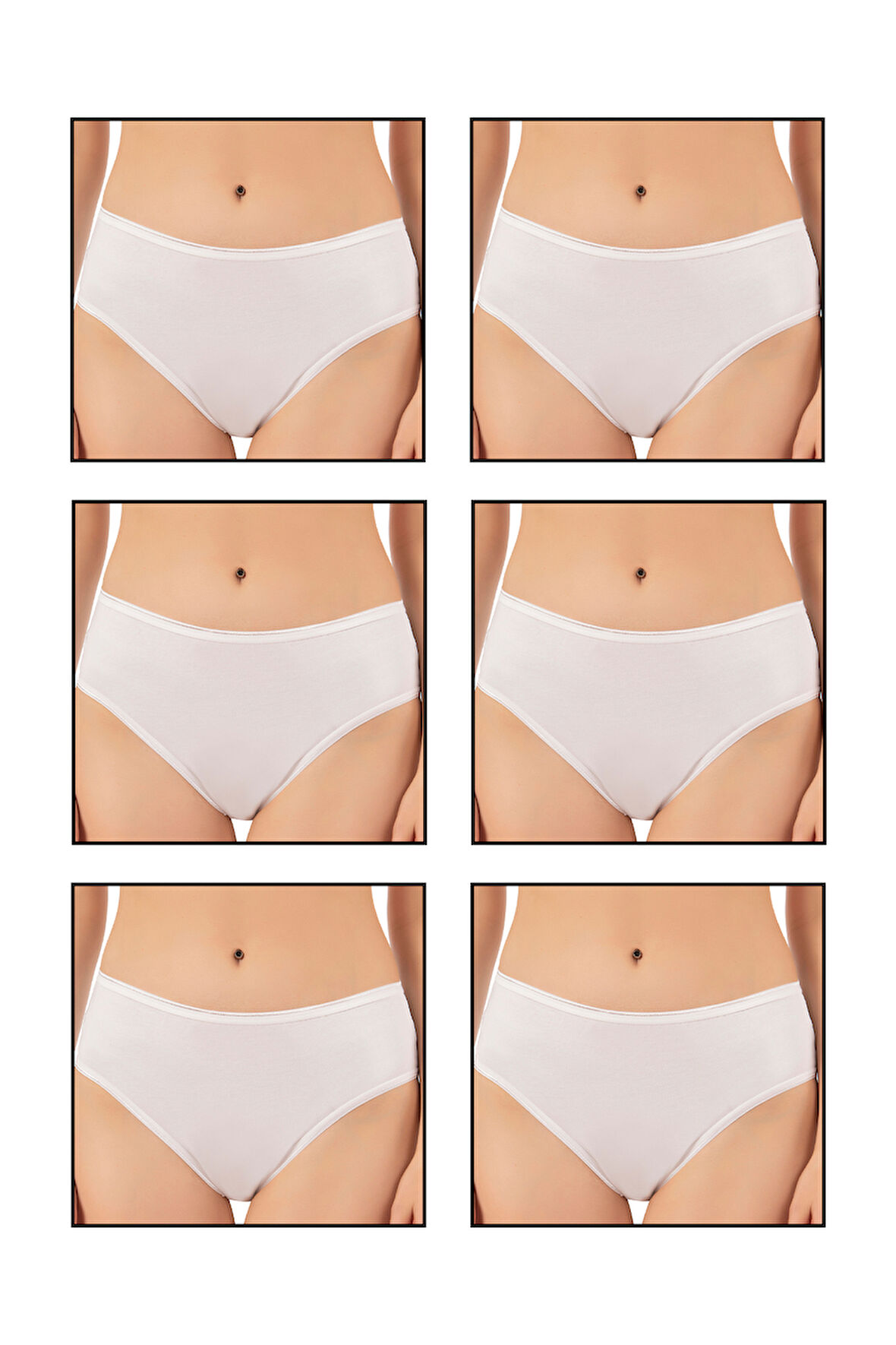 Özkan 6121 6'lı Paket Kadın Pamuklu Likralı Süprem Yüksek Bel Bato Külot