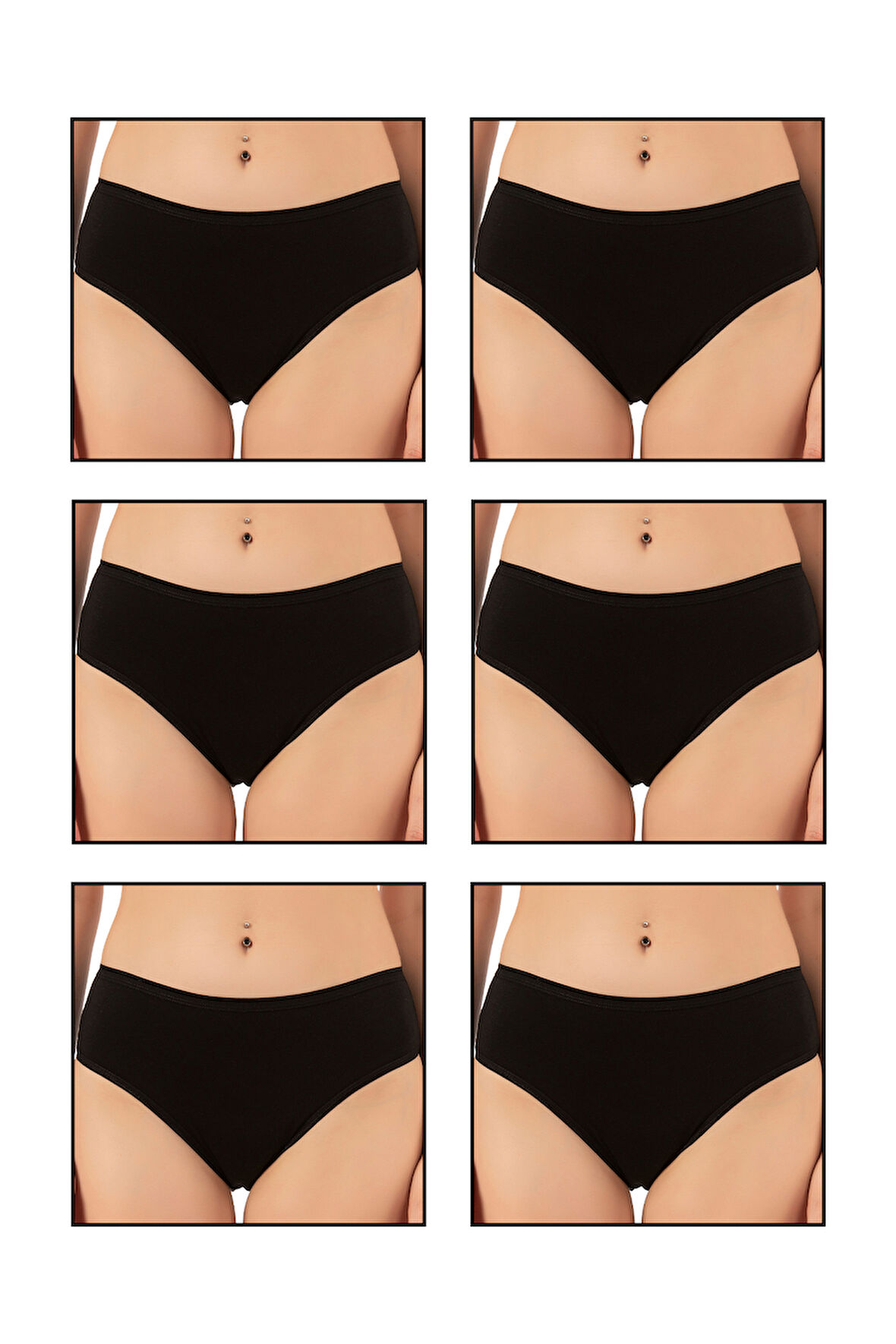 Özkan 6121 6'lı Paket Kadın Pamuklu Likralı Süprem Yüksek Bel Bato Külot