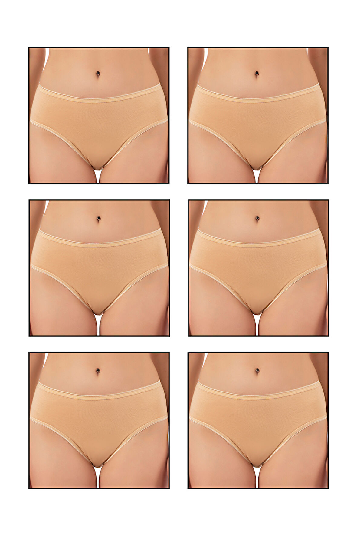 Özkan 6121 6'lı Paket Kadın Pamuklu Likralı Süprem Yüksek Bel Bato Külot