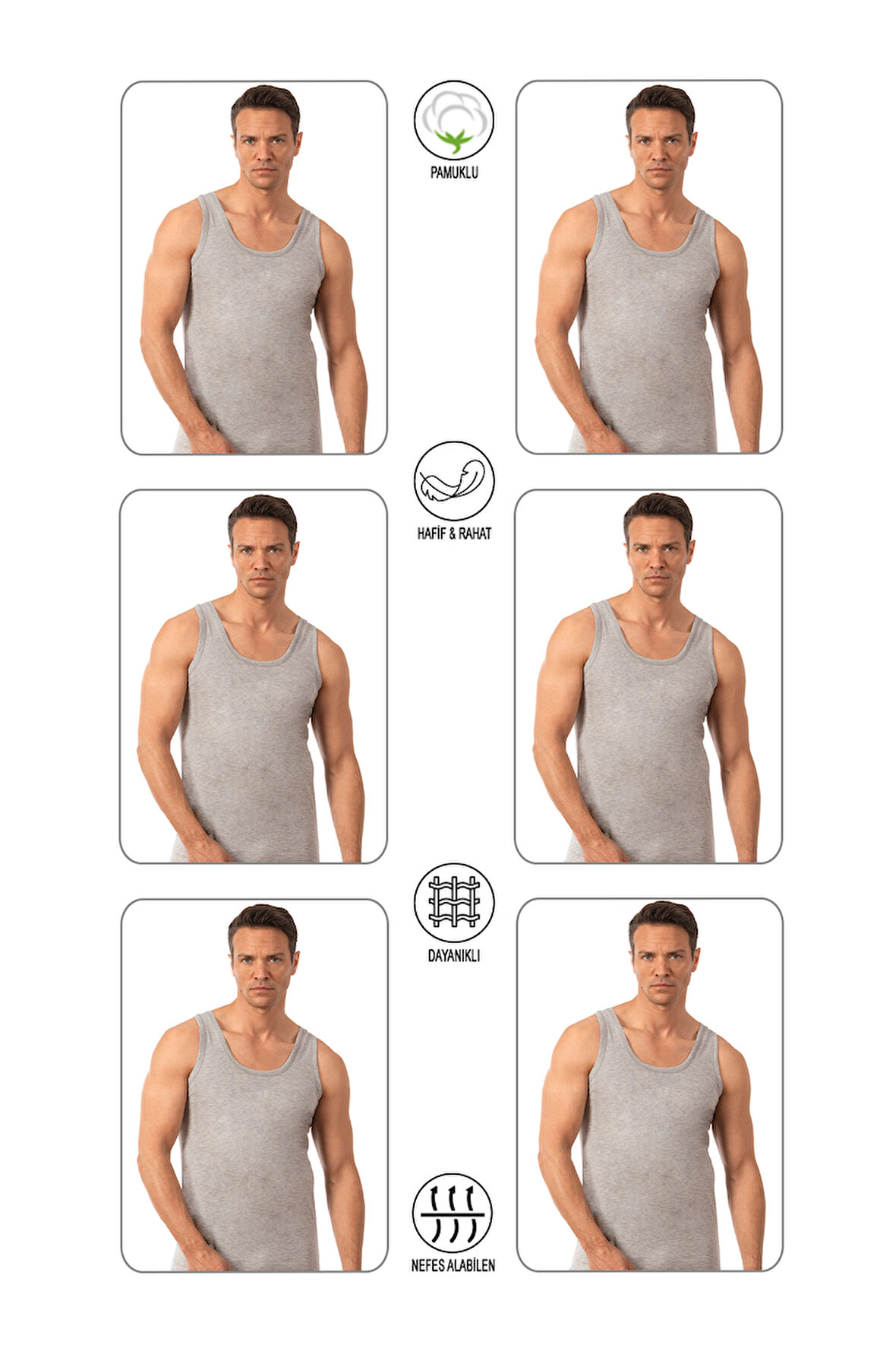 Özkan Underwear Özkan 0050 6'lı Paket Erkek %100 Pamuklu Penye Süprem Kalın Askılı Atlet