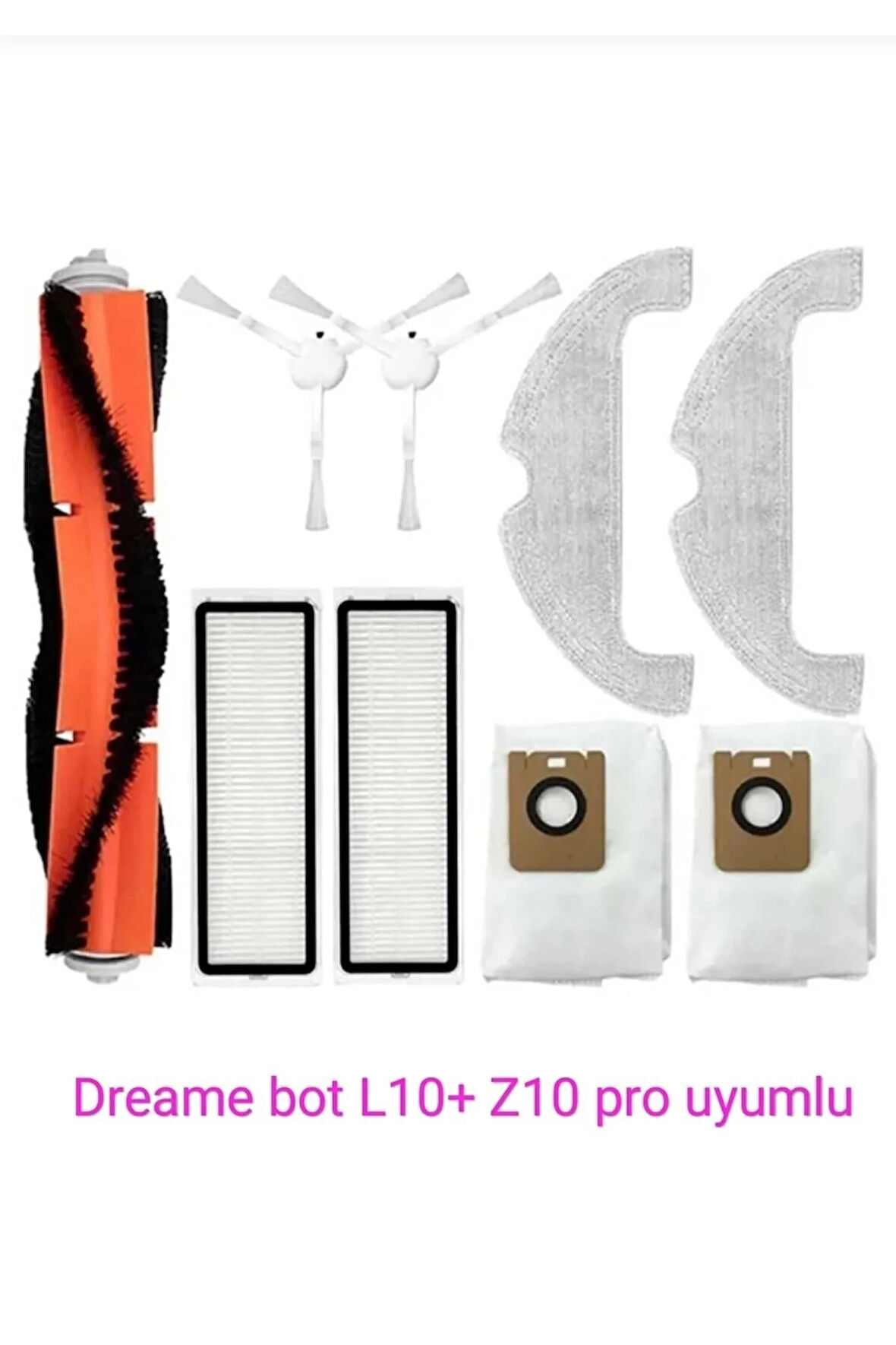 Dreame bot Z10 Pro ve L10 Plus + uyumlu yedek fırça filtre toz torbası