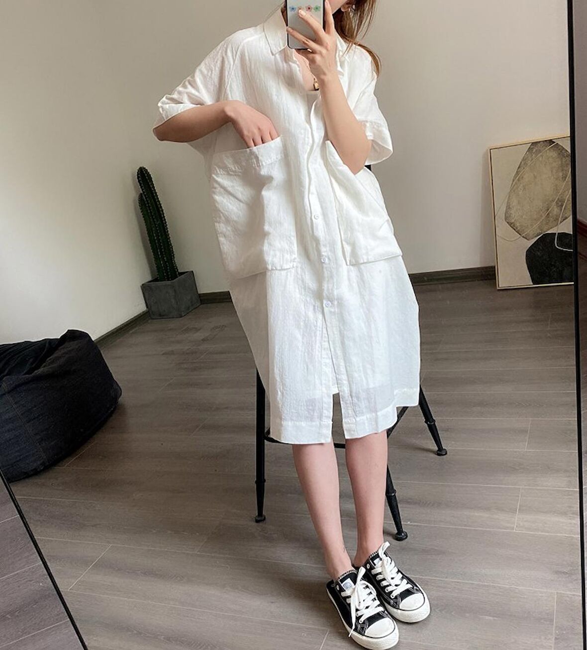 Barbora Günlük Cep Detaylı Salaş Kadın Elbise bt260beyaz