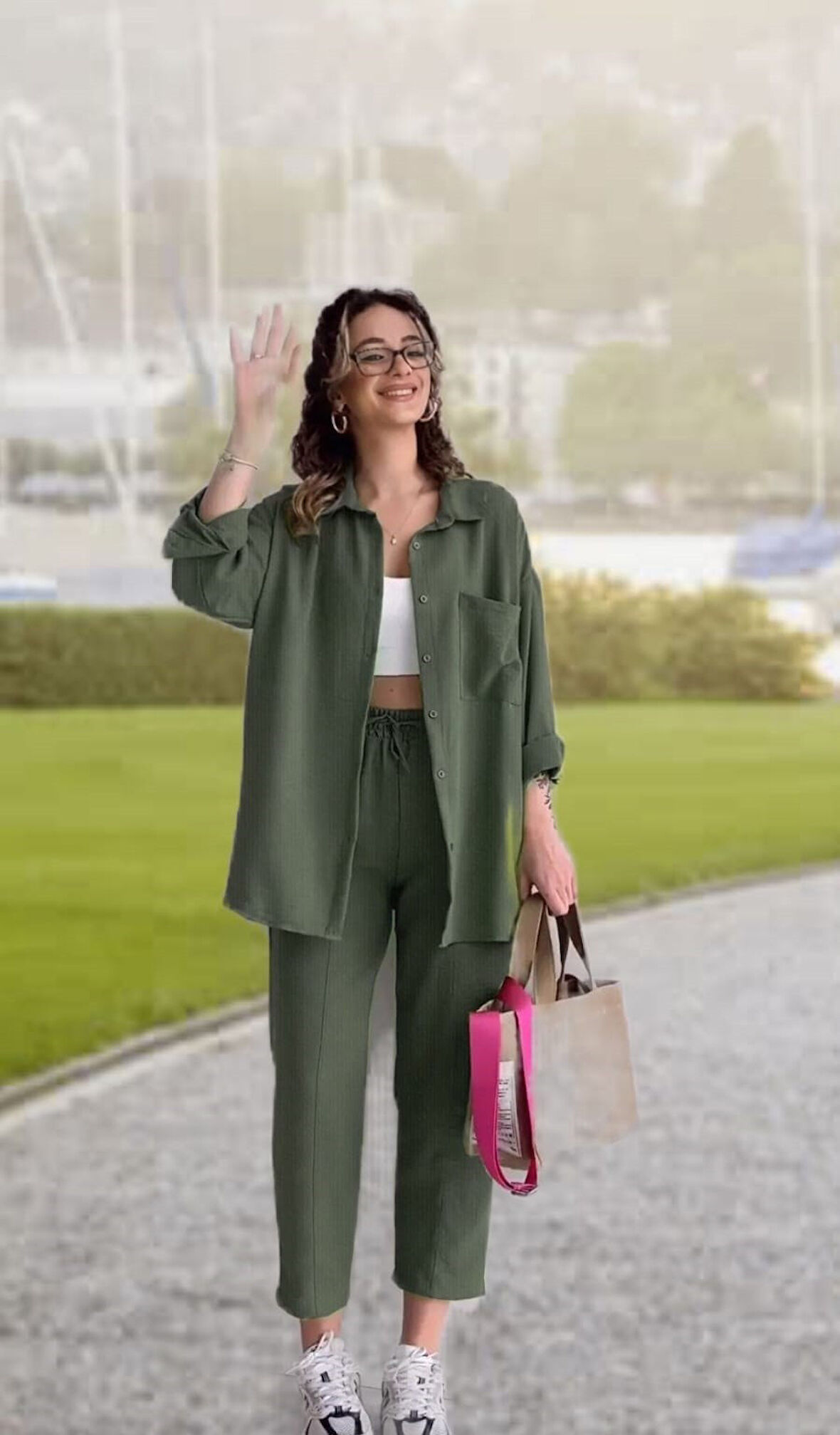 Barbora Keten Günlük İkili Takım Elbise Pantolon Gömlek Ln21haki15