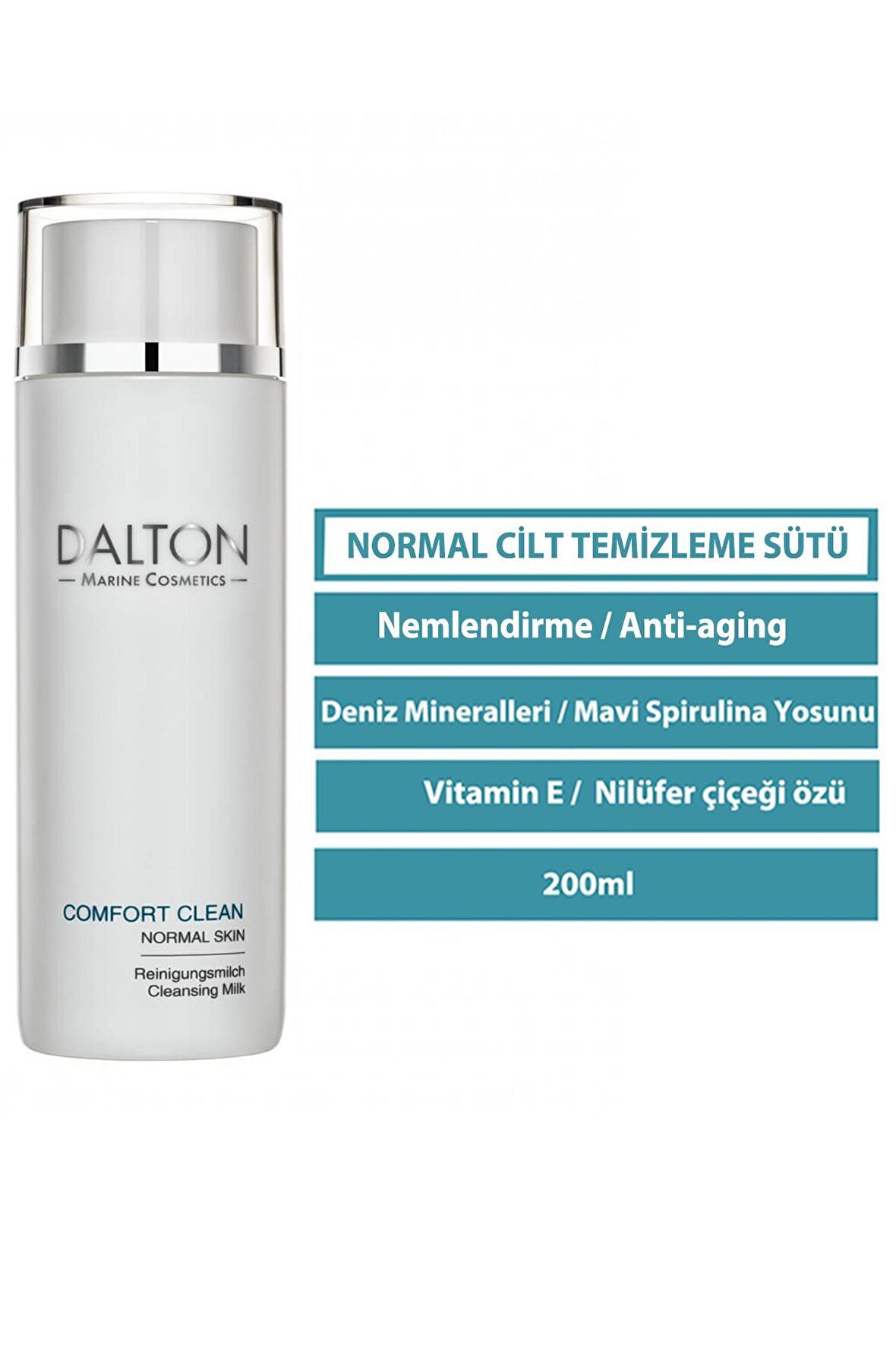 Normal Cilt için Nemlendirici E Vitaminli Yüz Temizleme Sütü 200 ml & Nemlendirici Bakım Kremi 300 ml