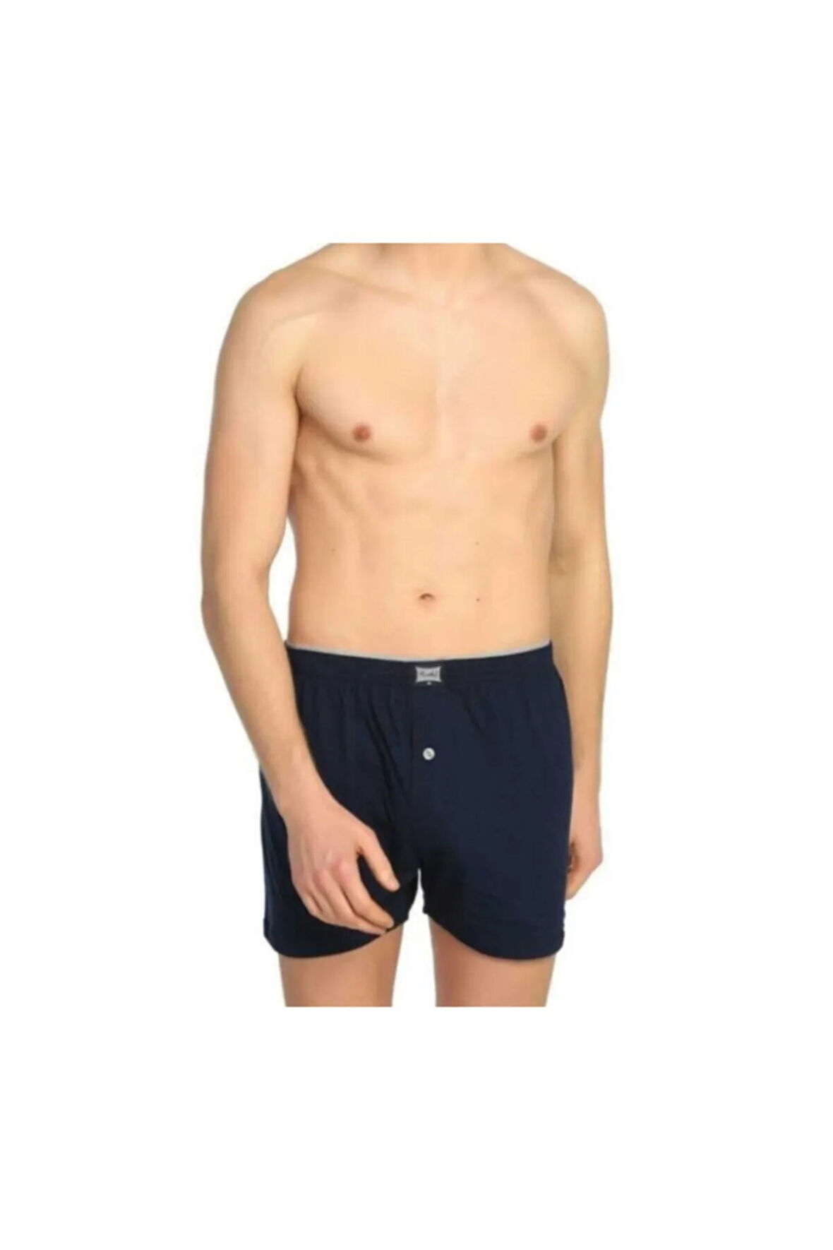 Erkek Lacivert 6'lı Paket Penye Önden Düğmeli Boxer