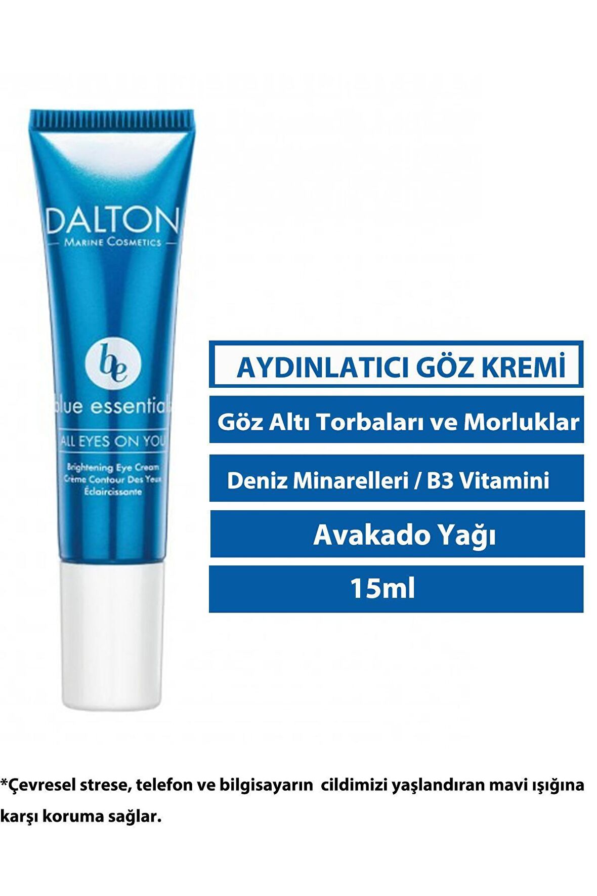 BLUE ESSENTİALS Aydınlatıcı-Halka Karşıtı Vitaminli Tüm Yaşlar Göz Çevresi Krem 15 ml