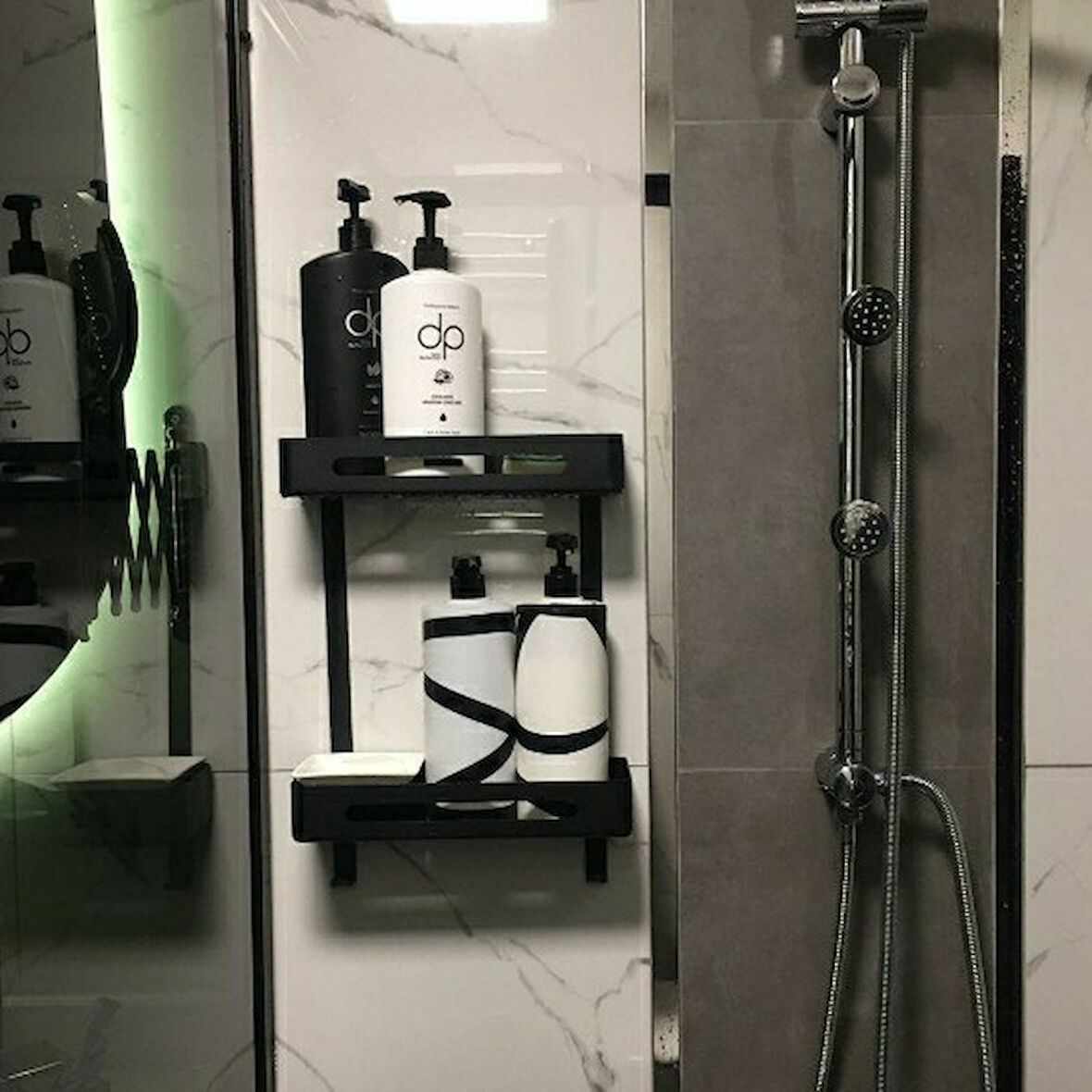 Titan set şampuanlık duş içi şampuanlık seti siyah