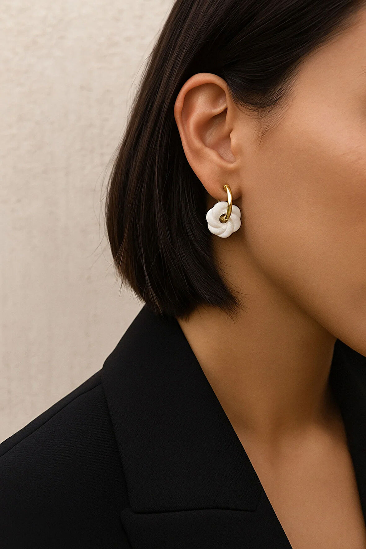 Lunelle Simli El Yapımı Donut Formlu Halka Küpe