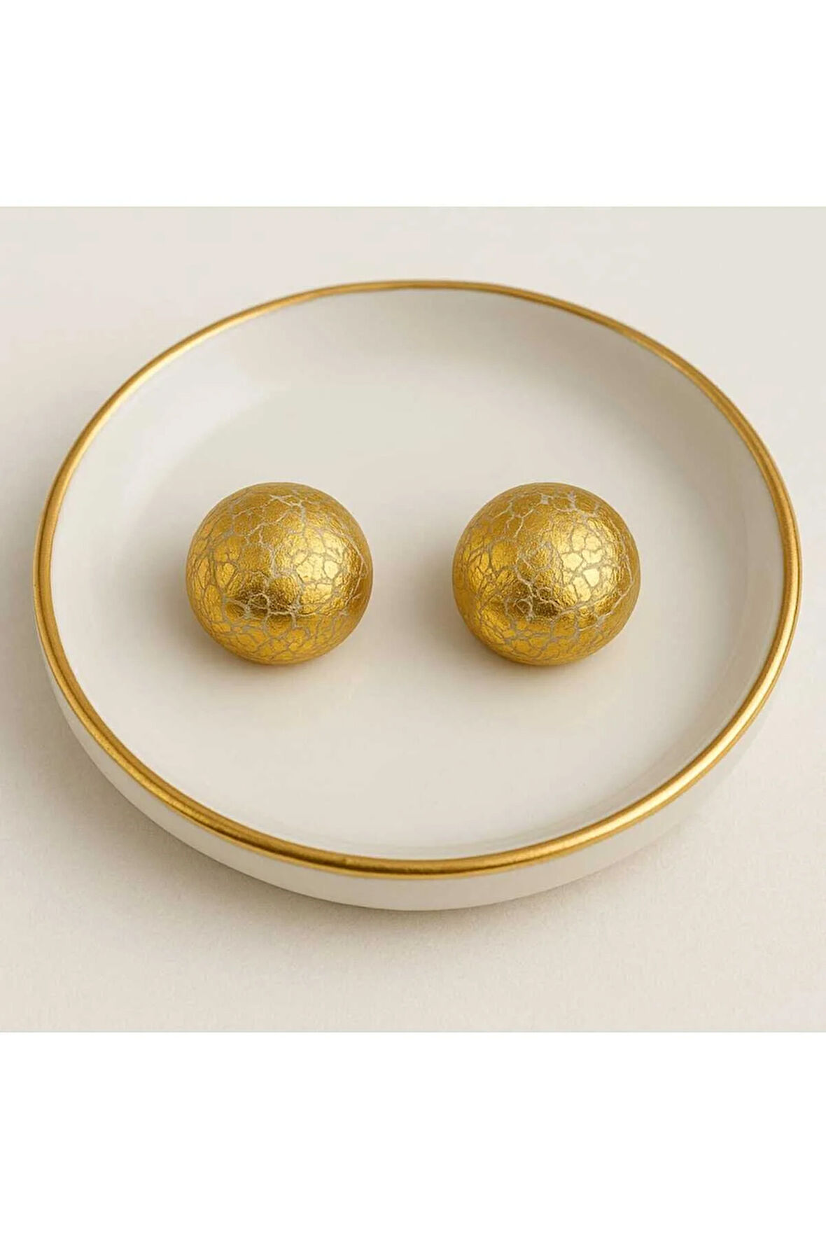 Luce – Zarif Altın Yaldızlı El Yapımı Polimer Kil Yuvarlak Küpe