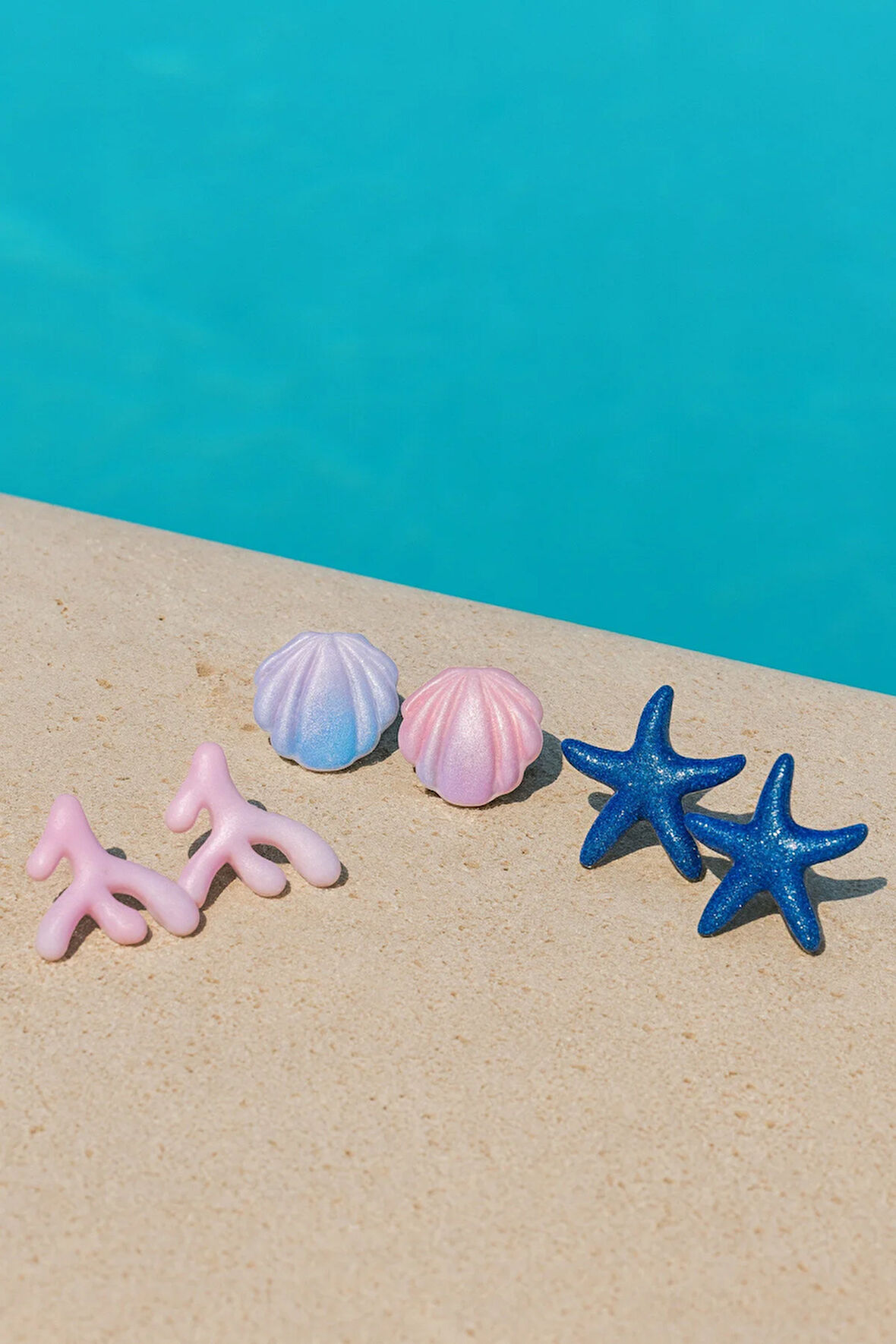 El Yapımı Yaz Koleksiyonu Deniz Temalı Küpe Seti – Deniz Yıldızı, Mercan Dalı, Deniz Kabuğu Tasarım