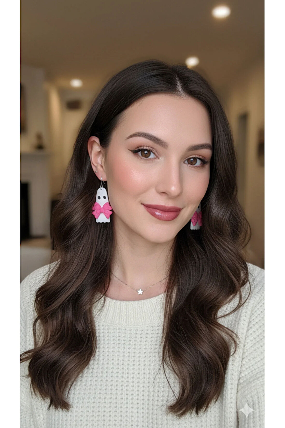 Pink Phantom El Yapımı Polimer Kil Küpe – Alerji Yapmayan Çelik – El Yapımı Hediyelik Küpe