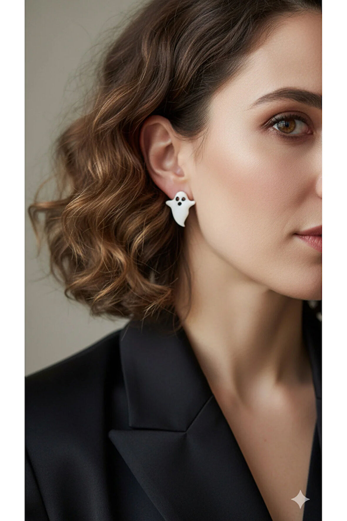 Classic Boo El Yapımı Polimer Kil Küpe – Sevimli Hayalet Tasarım – Alerji Yapmayan Çelik