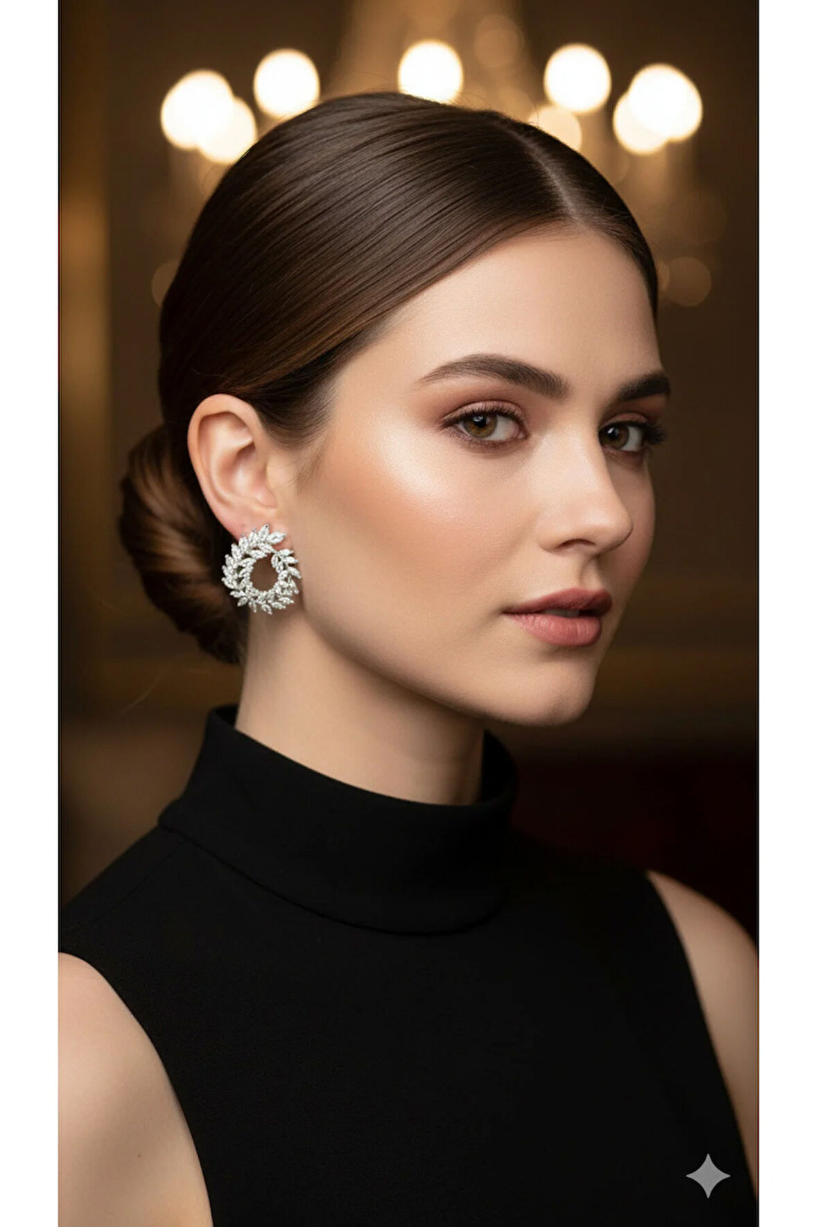 Celestia Işıltılı Taş Küpe – Gümüş Renkli El Yapımı Zarif Model – Klasik ve Şık Tasarım