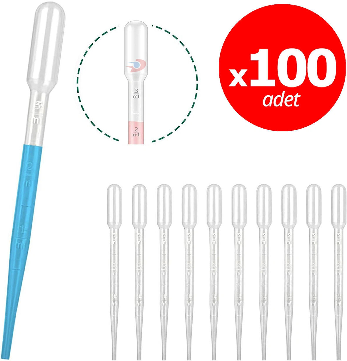 Dolar Kimya Pastör Pipet (Plastik) - 3 mL x 100 ADET