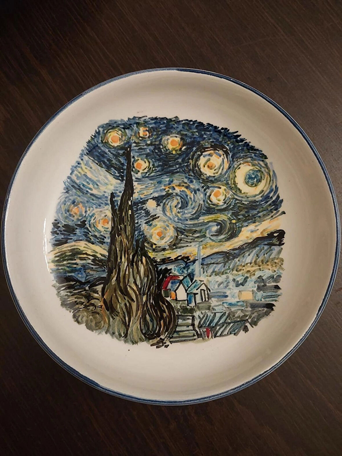 seramik tabak Van Gogh desen