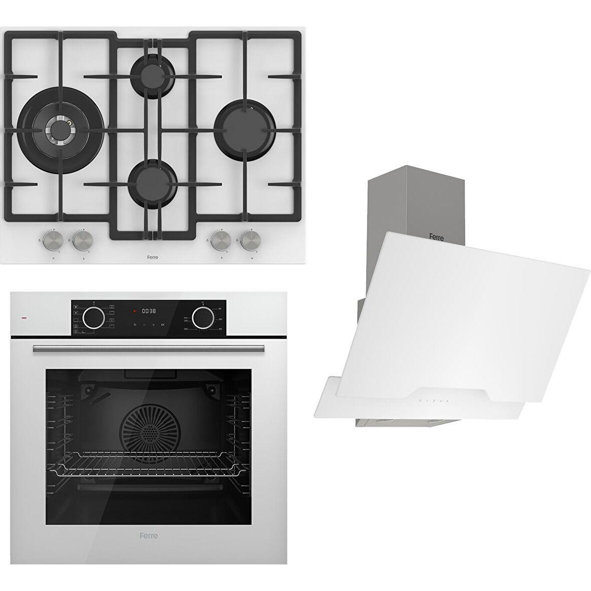 Ferre Fryart Serisi Airfry Pişirme Beyaz Set (ED076 + XE63CB +D064 )