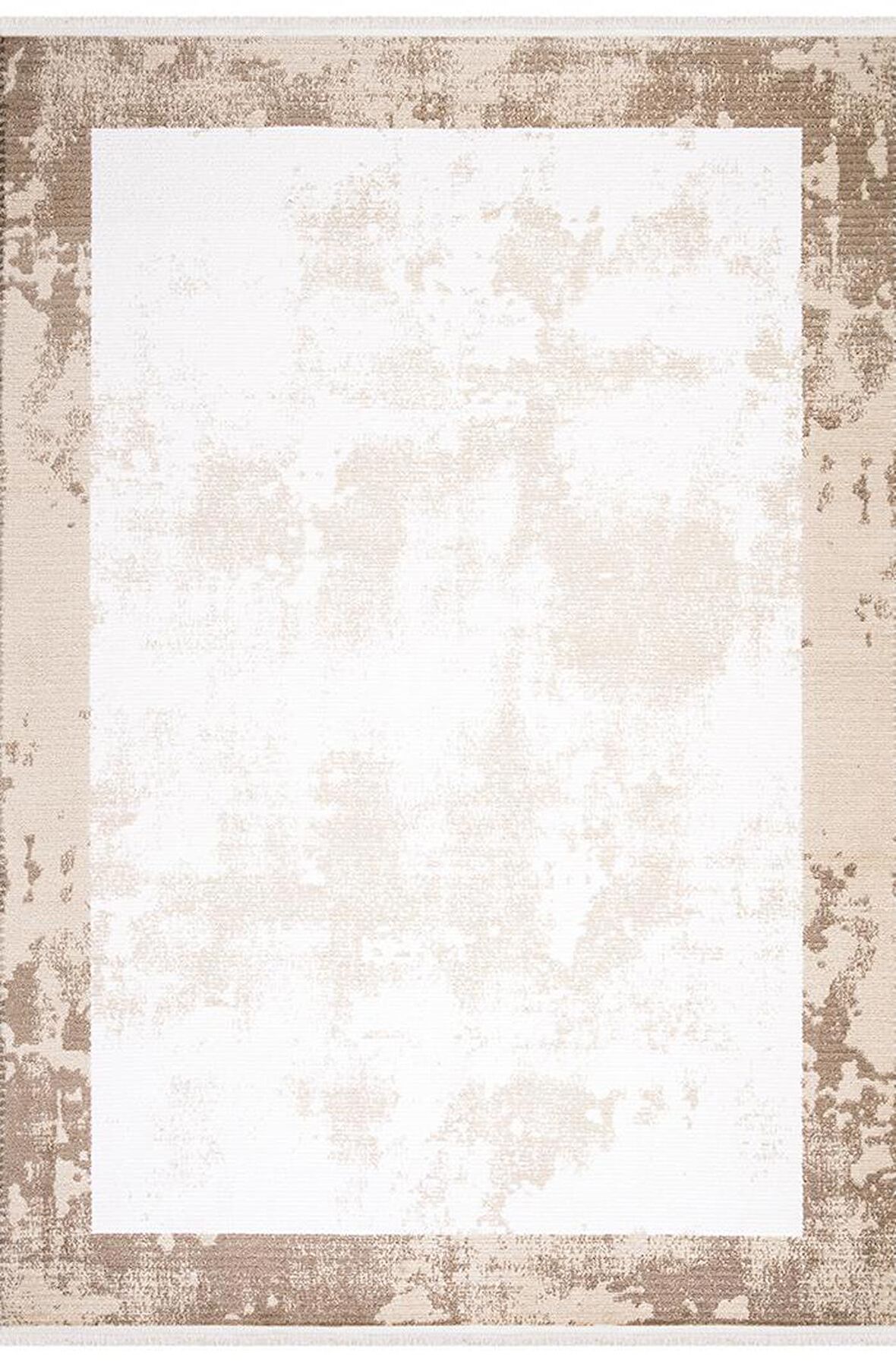 İpek Mekik Halı Lapena Kahve Ekru Eskitme Desenli Halı