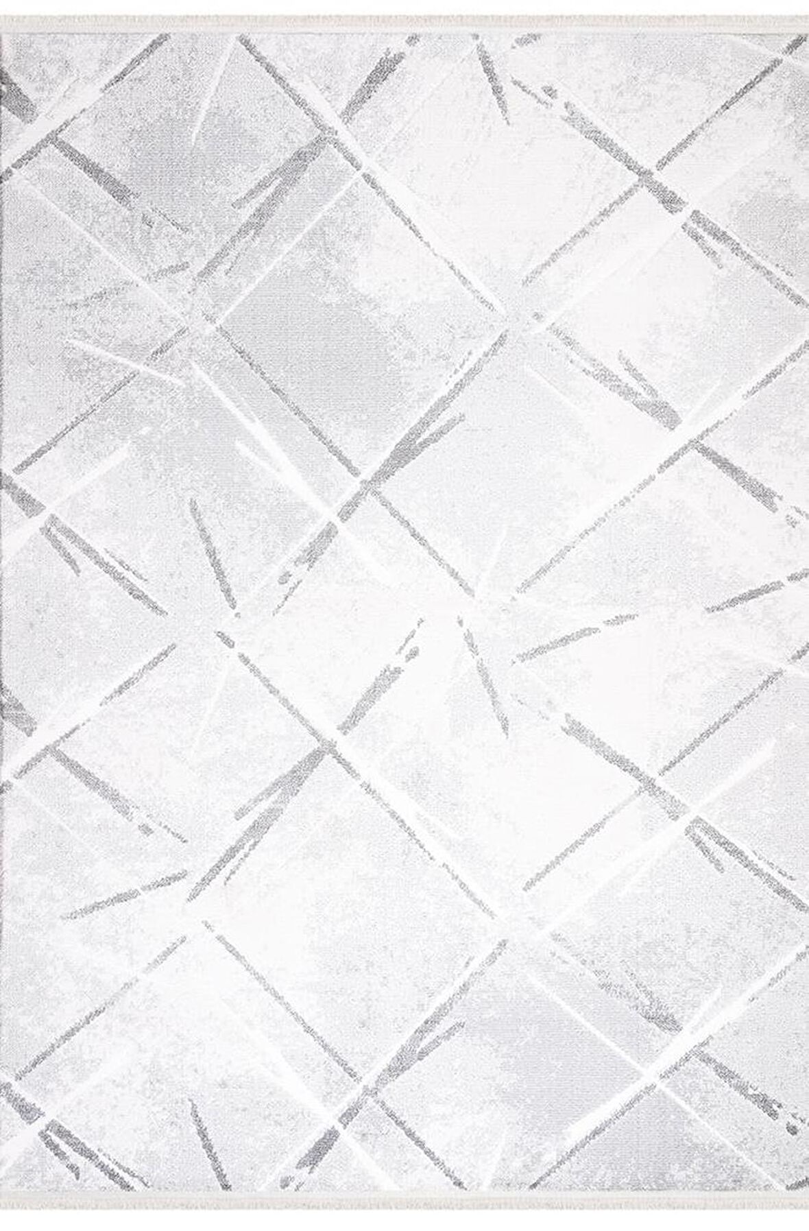 İpek Mekik Halı Lapena Gri Modern Saçaklı Halı