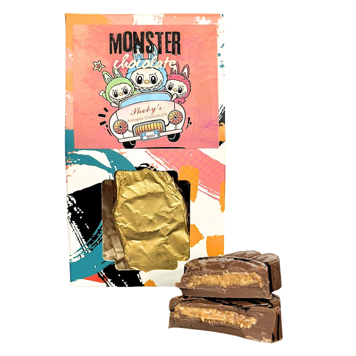 Sheby’s Monster Chocolate Fındık Kremalı Çıtır Kadayıflı 35gr (Labubu Çikolatası)