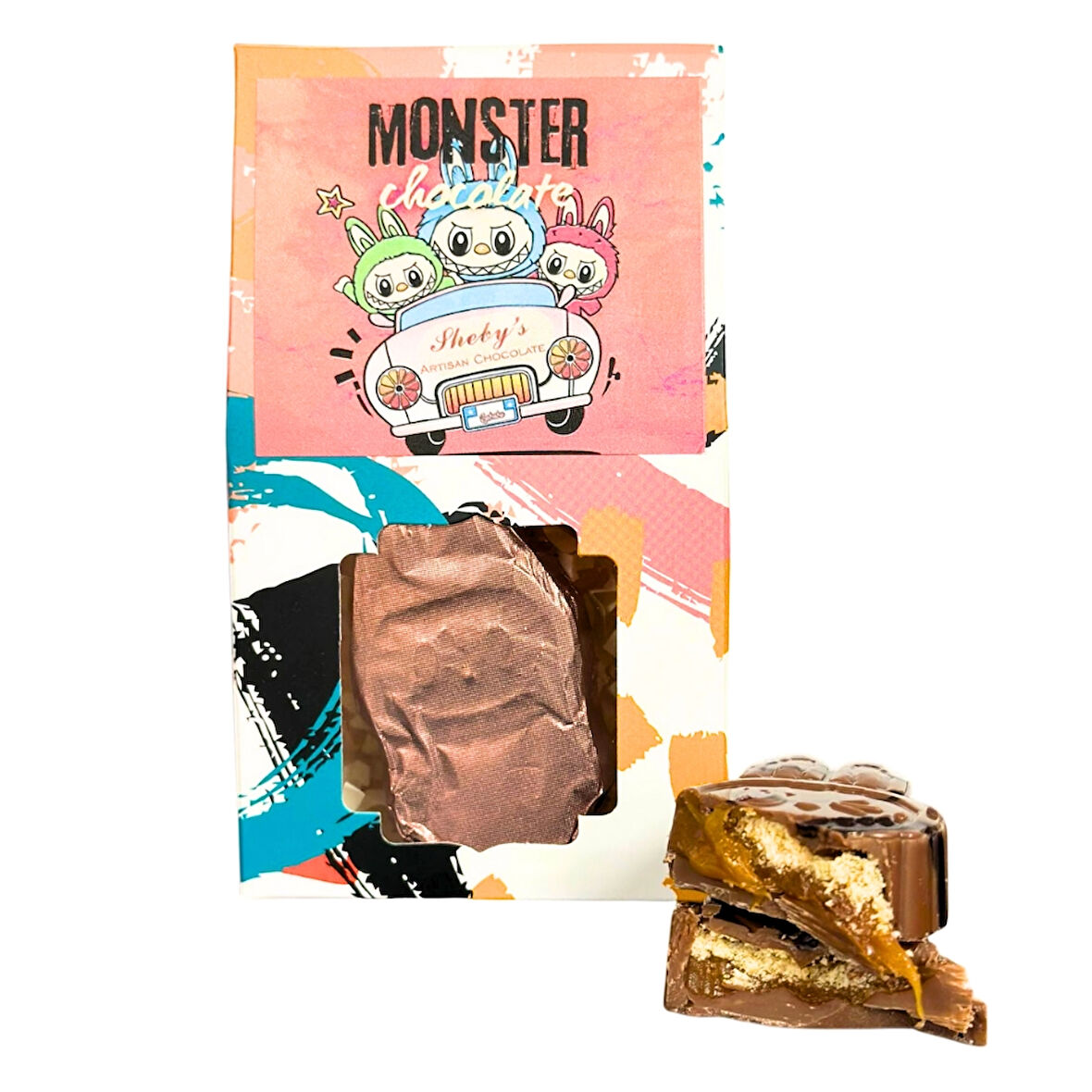 Sheby’s Monster Chocolate Karamel Bisküvi 35gr (Labubu Çikolatası)
