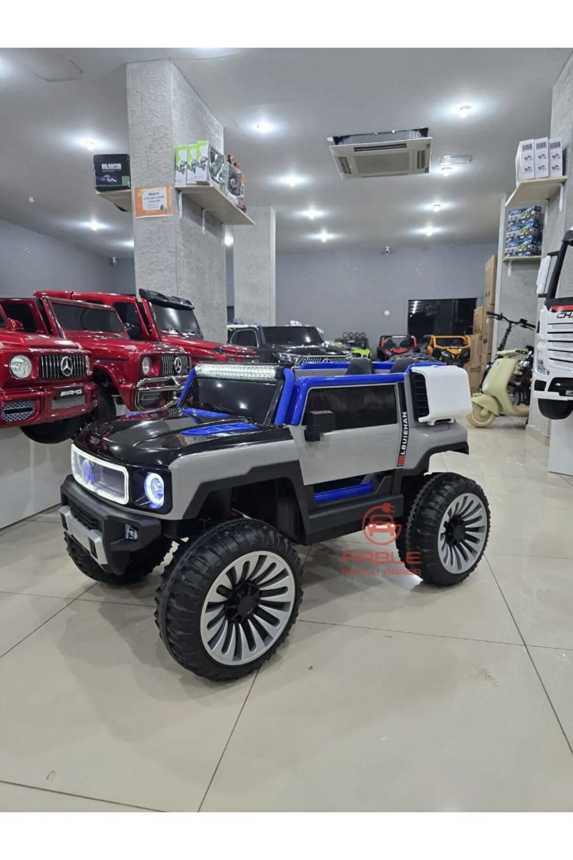 Mercedes Hummer Jeep! 12V, 4x4, Kauçuk Lastik, Kumandalı, Led Tasarım, Deri Koltuk, Beşik Modu