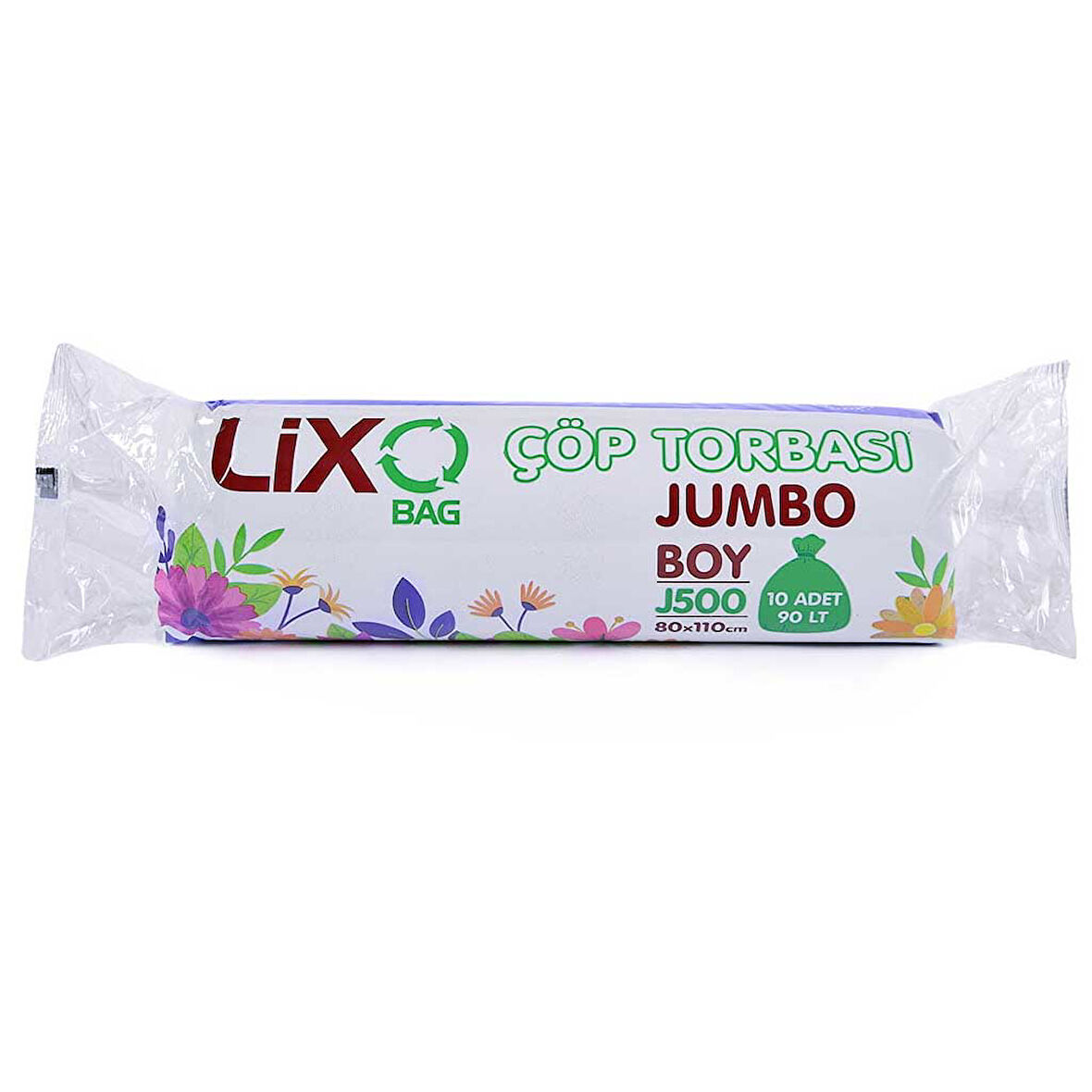 J500 Jumbo Boy Çöp Poşeti (80 x 110 cm) 10 Lu Rulo x 1 Paket Çöp Torbası Siyah 90 Lt