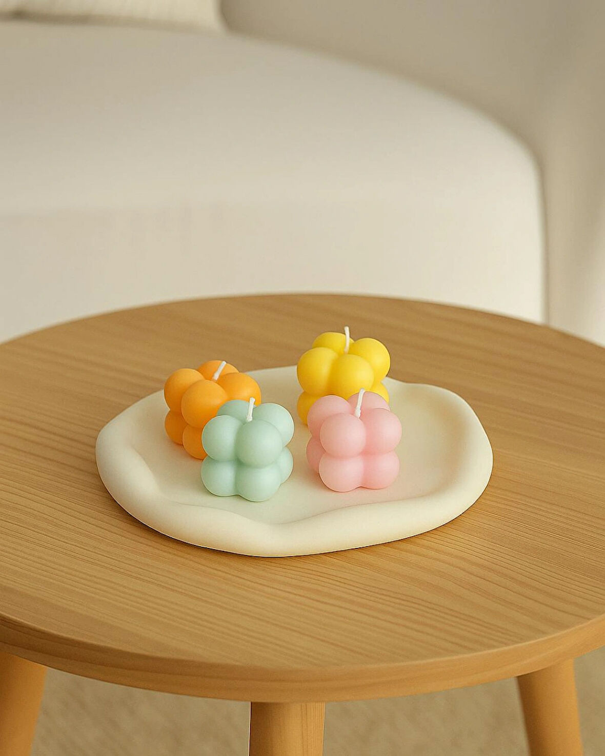 LUBERKA CANDLE Bubble Tasarım Çok Renkli Kokulu Mum 4'lü