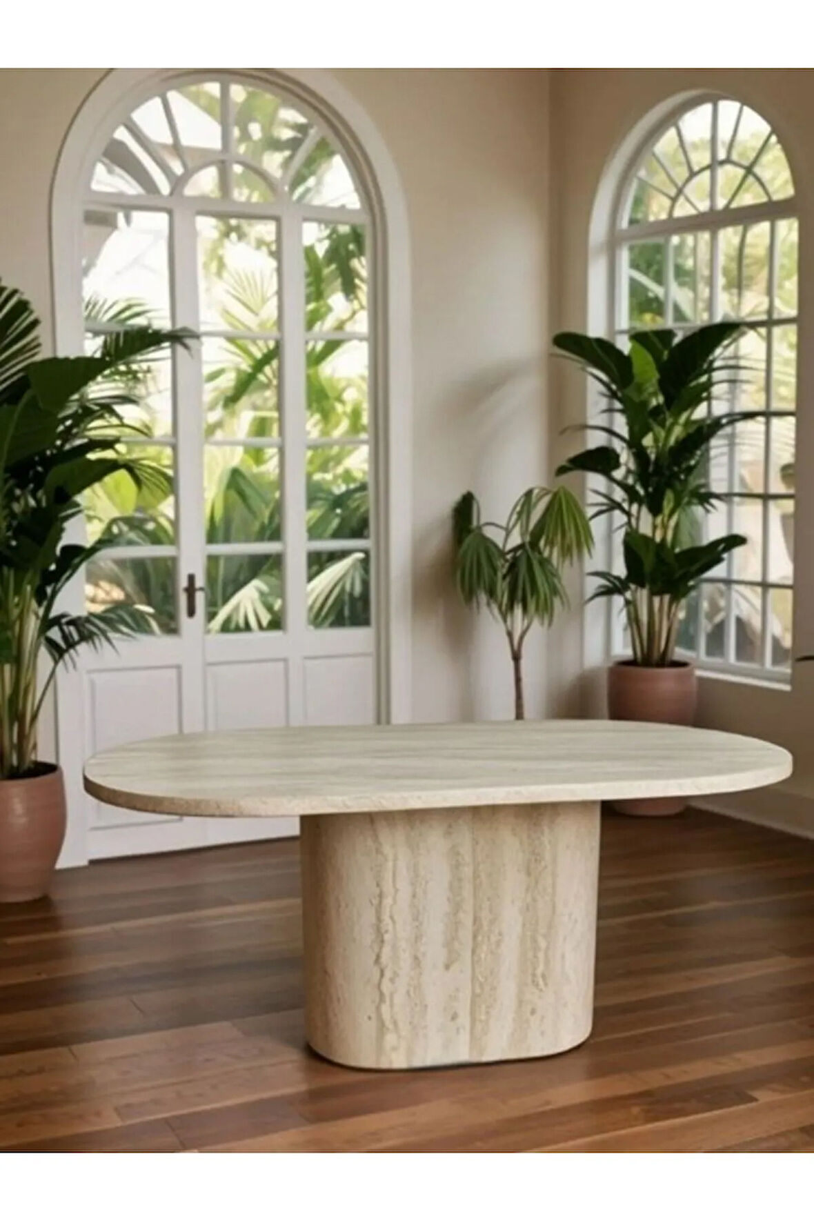 Lucca Oval Traverten Masa, 90x170