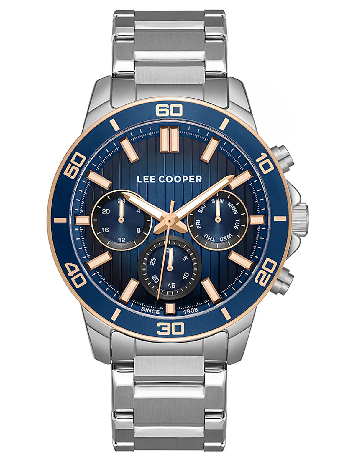 Lee Cooper LC08106.390 Erkek Kol Saati | Çelik Kasa, Lacivert Kadran, Takvim Fonksiyonlu