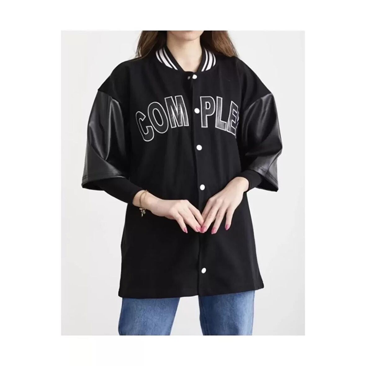 Lucky Life Complex Kolej Oversize T-shirt - Siyah