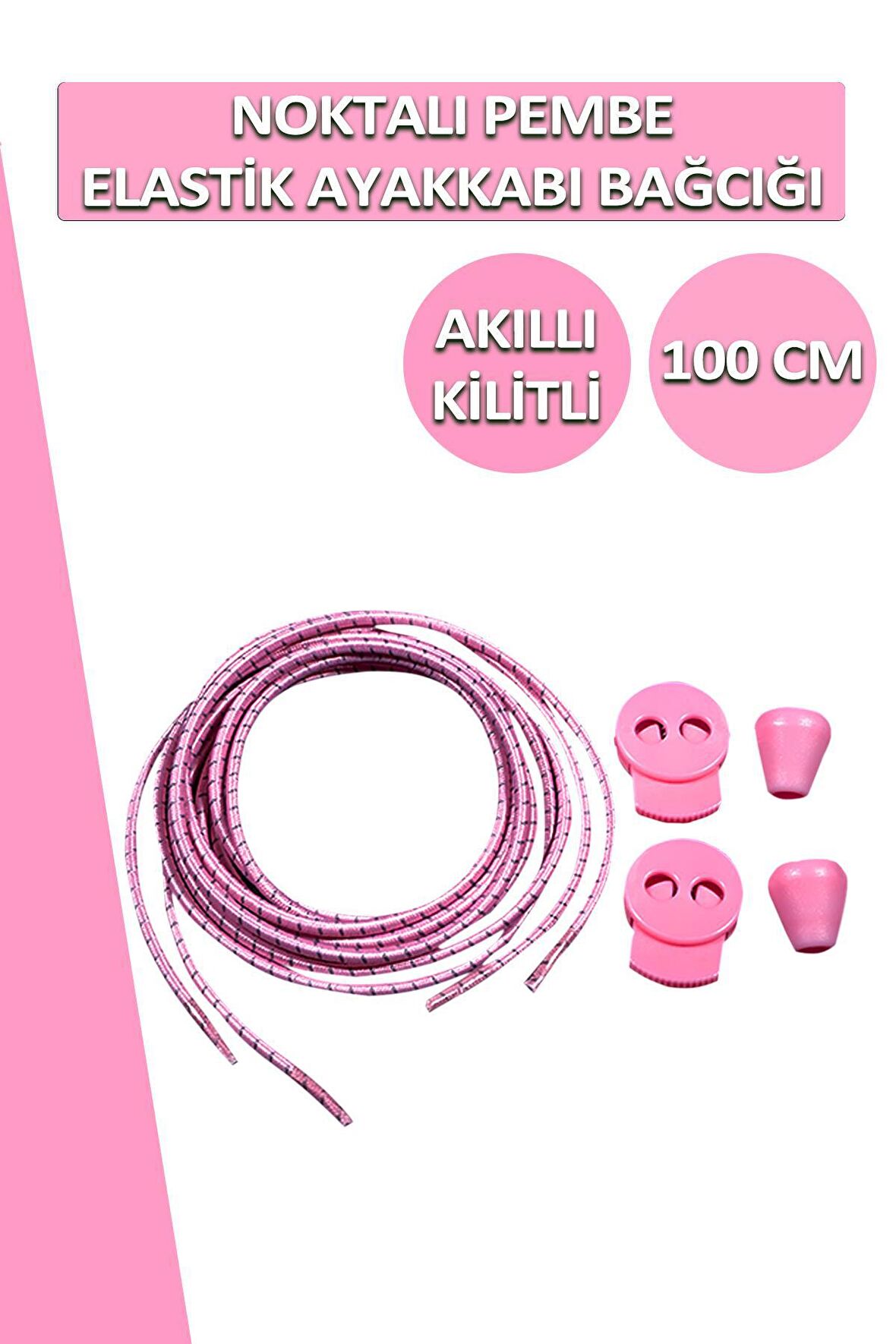 Lucky Akıllı Kilitli Elastik Noktalı Ayakkabı Bağcık 100 CM