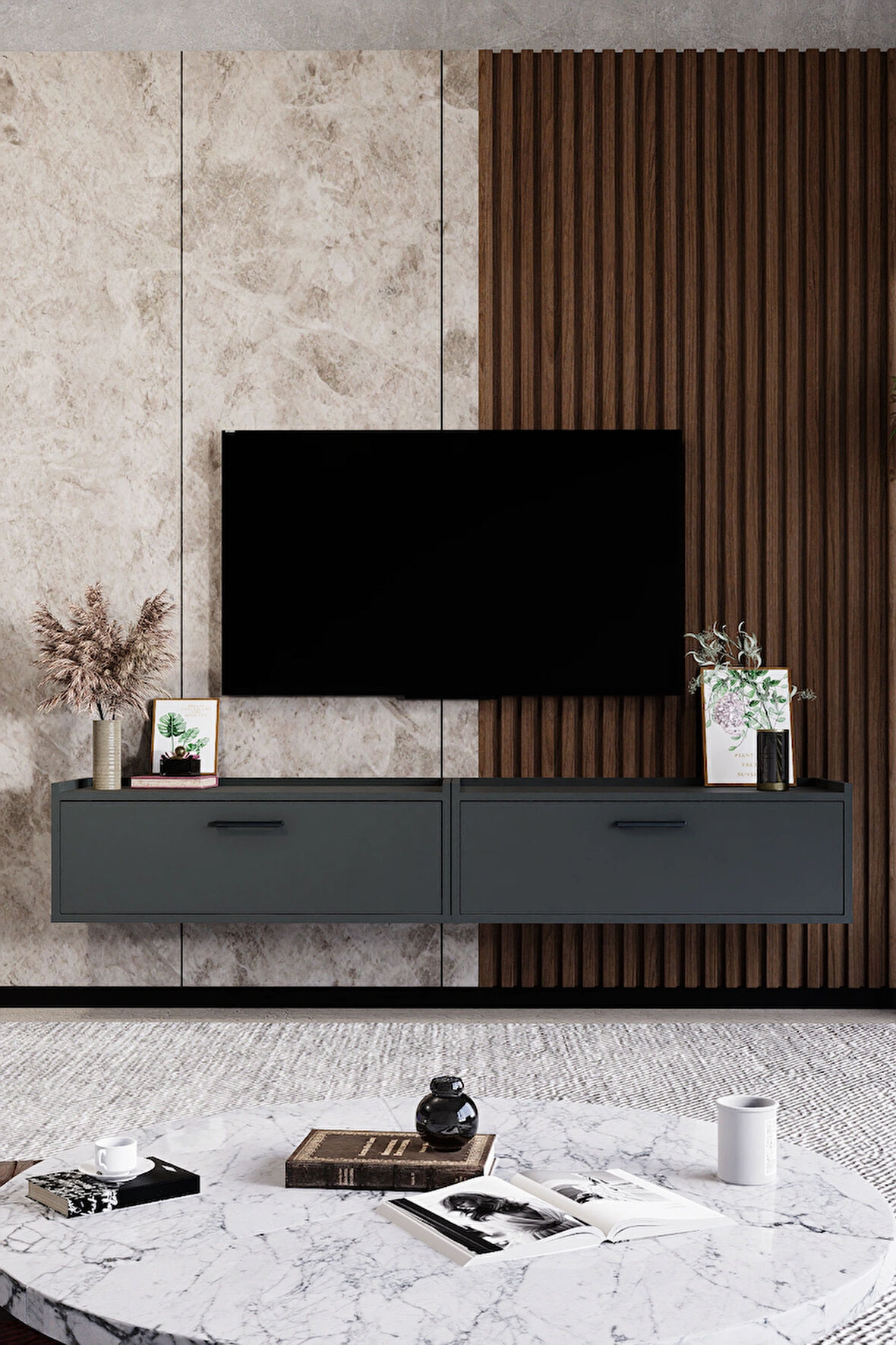 LİFEDECO TV ÜNİTESİ 180 CM DUVARA MONTE LD-1001-M1M1F90