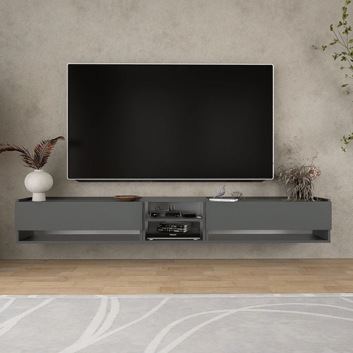 LİFEDECO TV SEHPA UNITESİ KAPAKLI RAFLI 225 CM LD-1003-M3M4M390