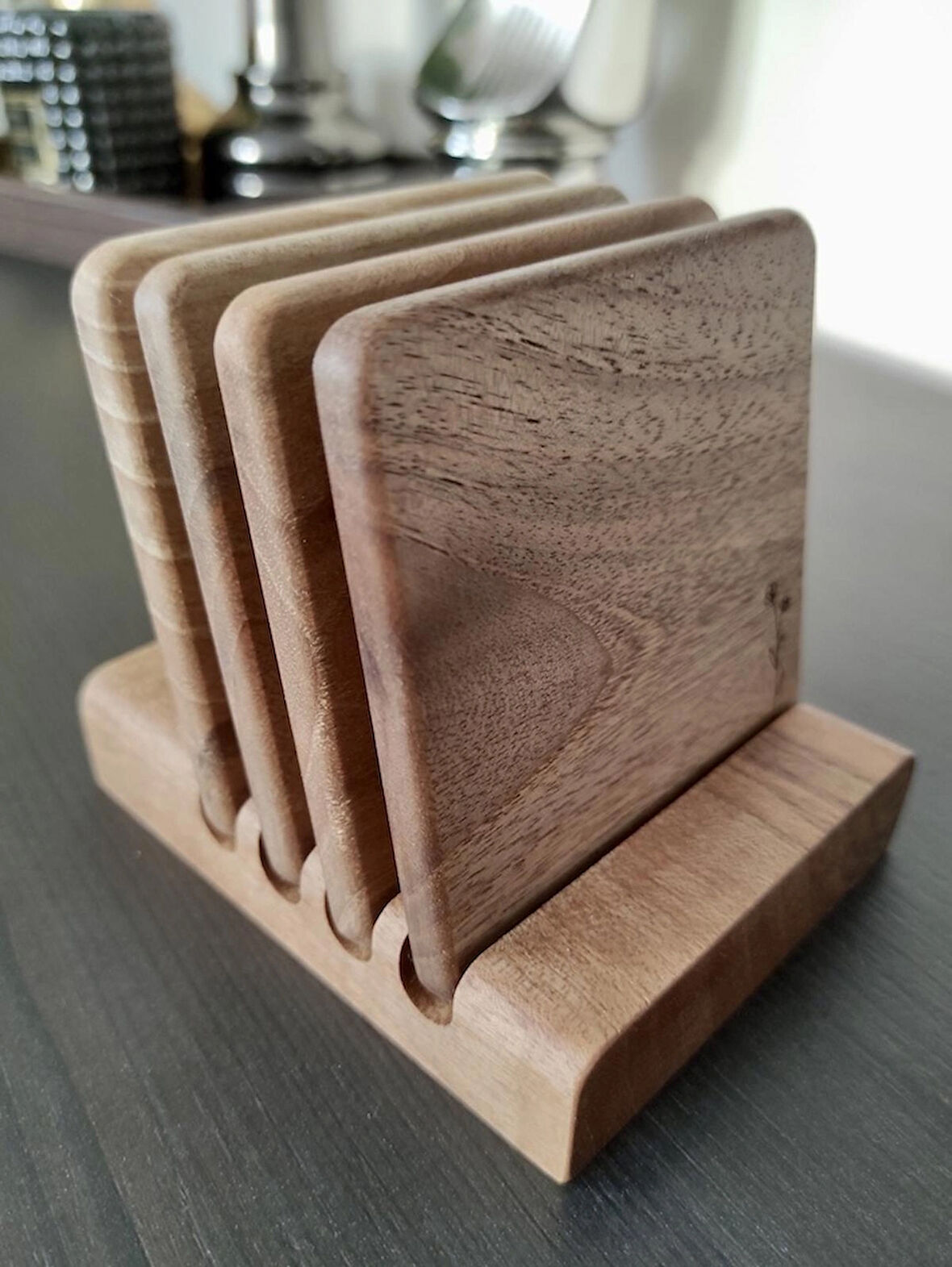 Gerçek Ceviz Ağacından El Yapımı Bardak Altlığı- Hand Made Walnut Coaster