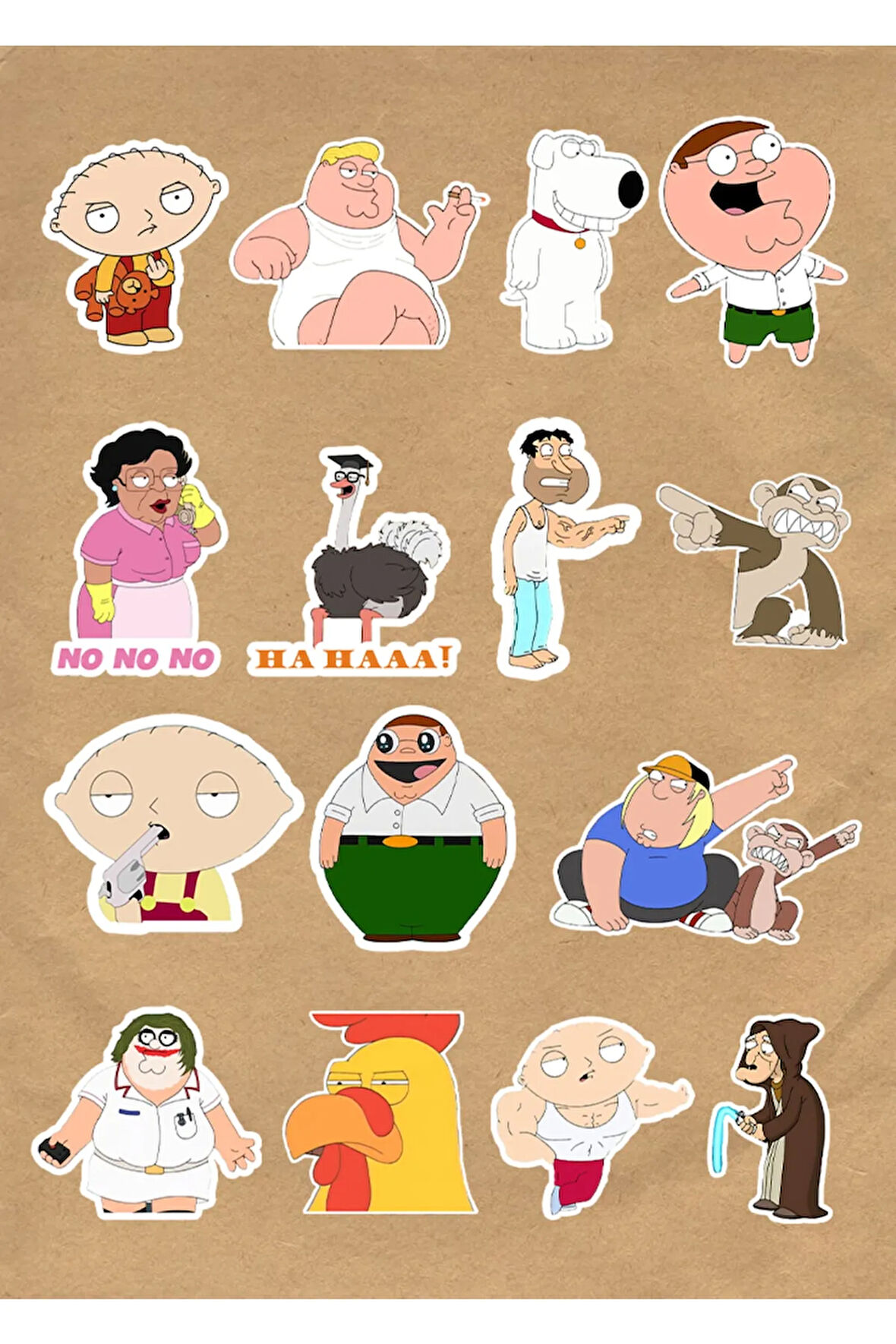 Family Guy 15'li Memes Laptop, Tablet, Cep Telefonu, Ajanda, Matara Sticker Seti