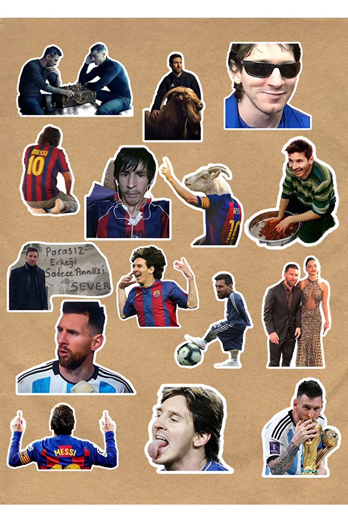 Lionel Messi Goat Memes Komik 15'li Laptop, Tablet, Cep Telefonu, Ajanda, Matara Sticker Seti