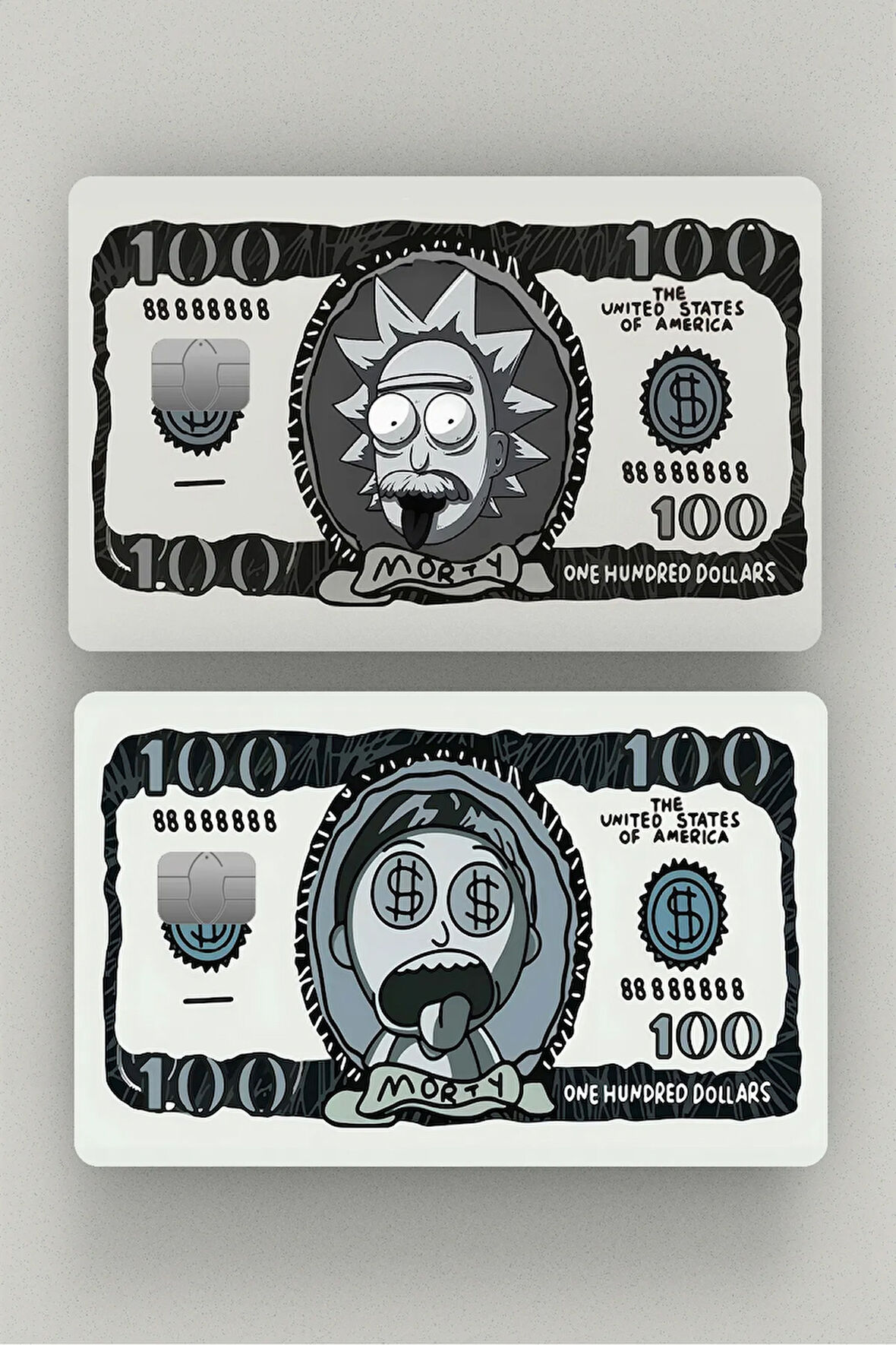 2'li Rick and Morty Dollar Kredi Kartı, Akbil ve Kart Kaplama Stickerı