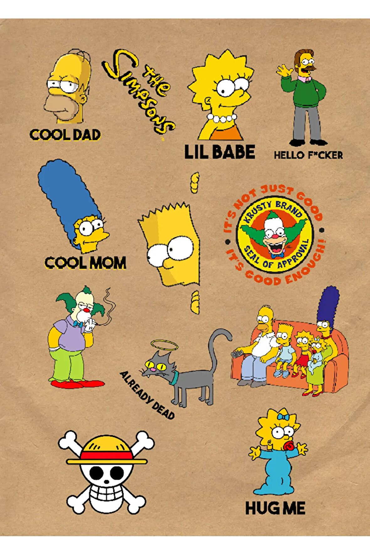 The Simpsons 12'li Laptop, Tablet, Cep Telefonu, Ajanda, Matara Selefonlu Hediyelik Sticker Seti