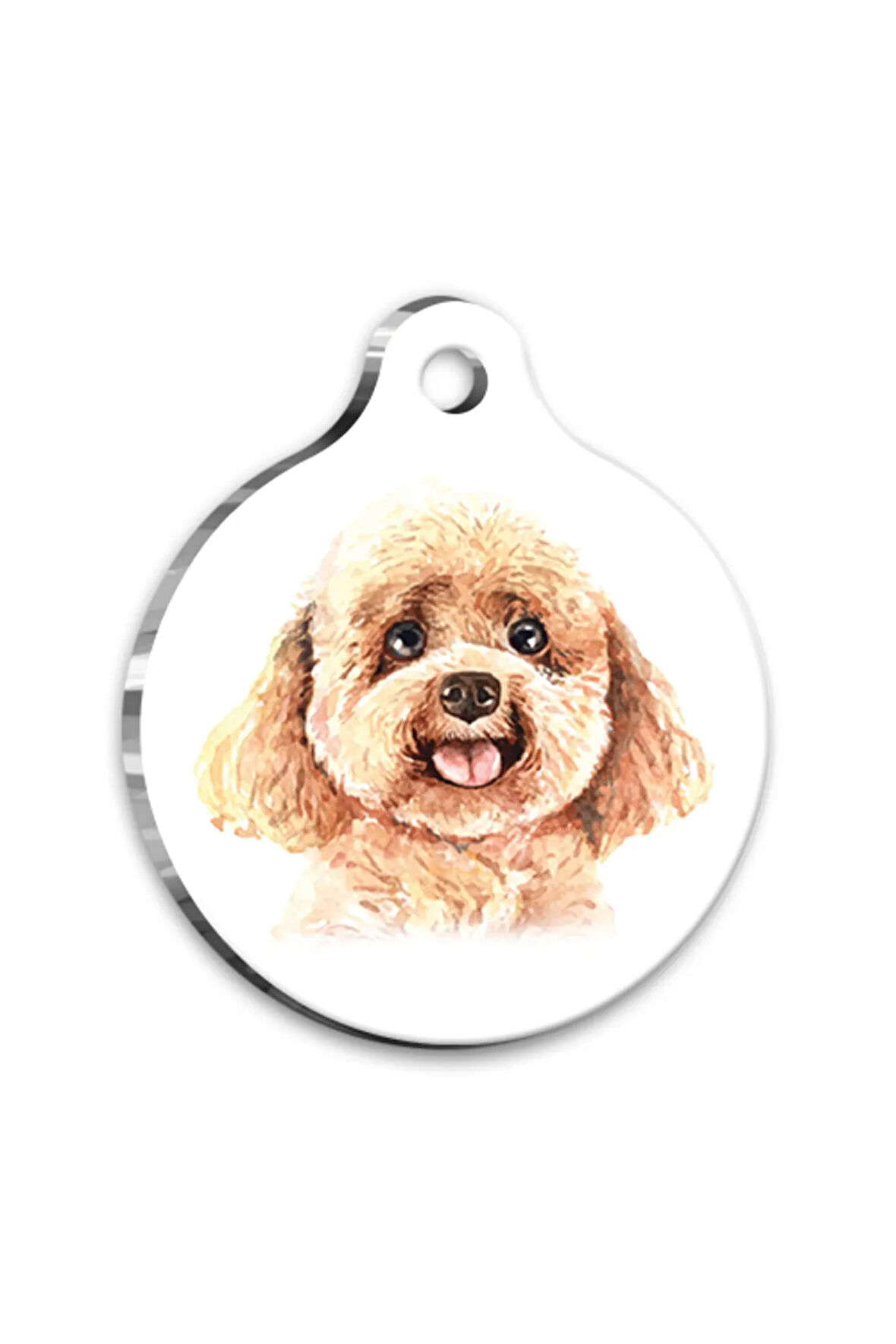 Suluboya Toy Poodle Yuvarlak Köpek Künyesi Medium 3 cm