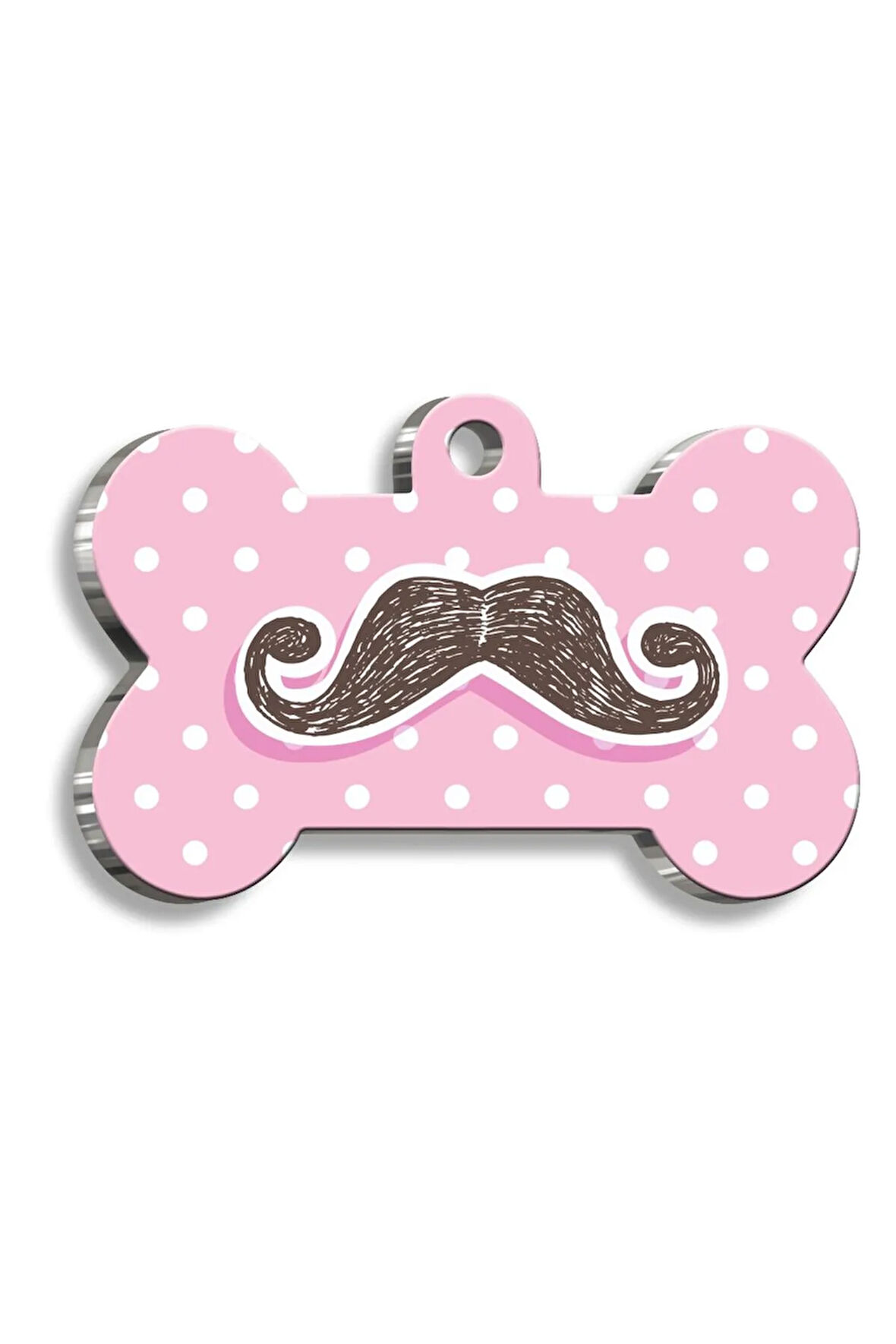 Bıyıklı Kemik Şekilli Kedi Köpek Künyesi XLarge 3,3 x 5 cm